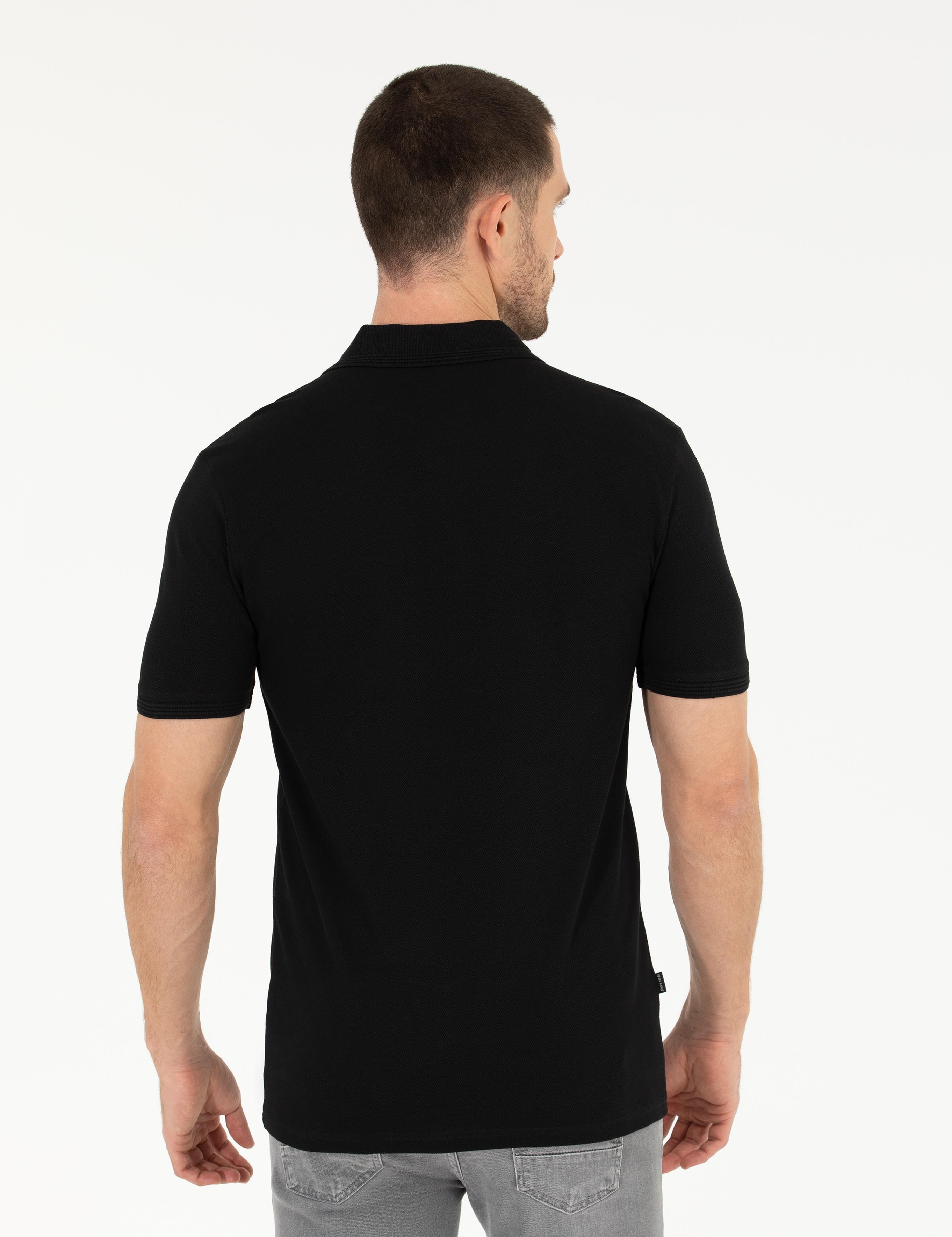 Siyah Regular Fit Polo Yaka Basic Tişört