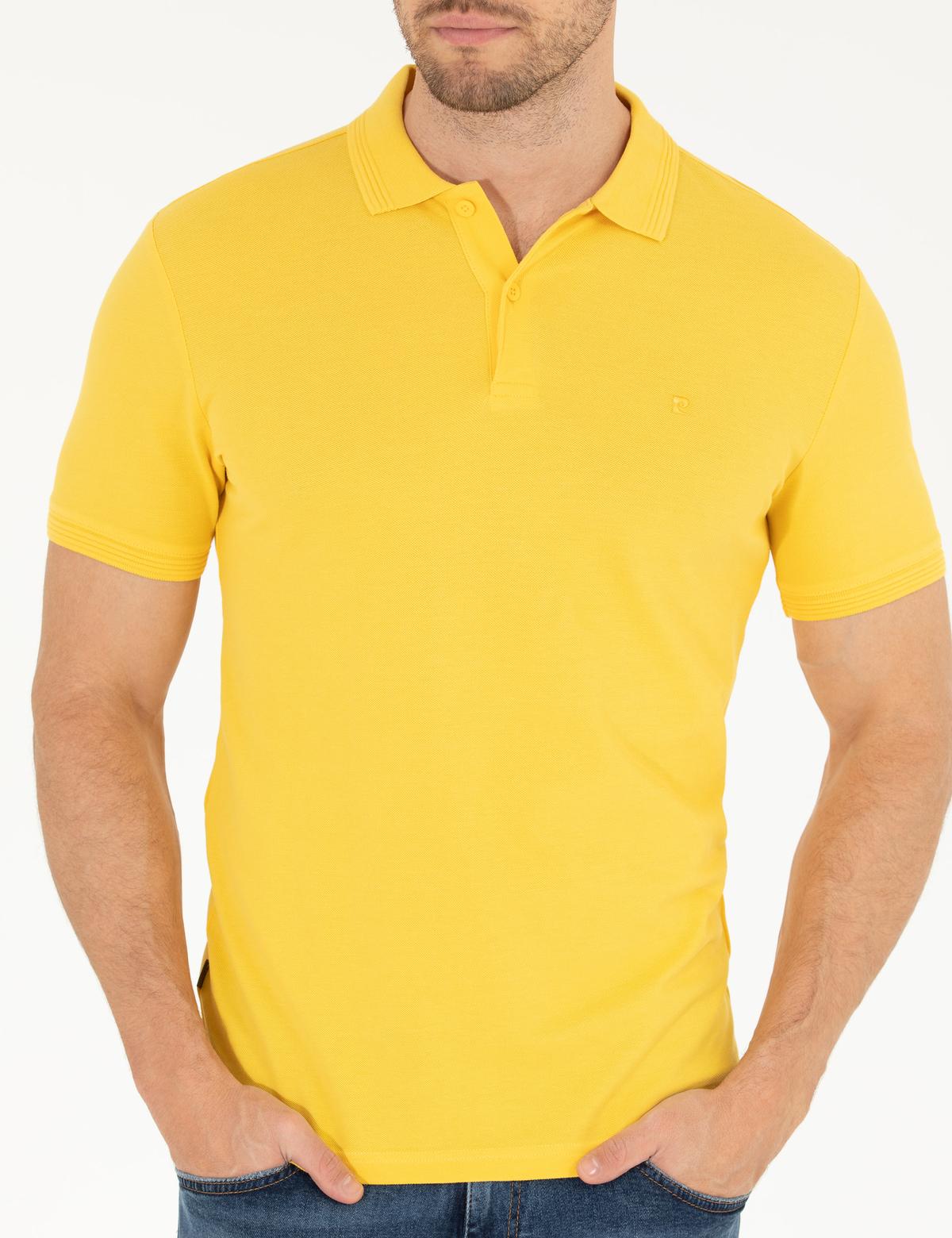 Sarı Slim Fit Polo Yaka Basic Tişört - 50269606118