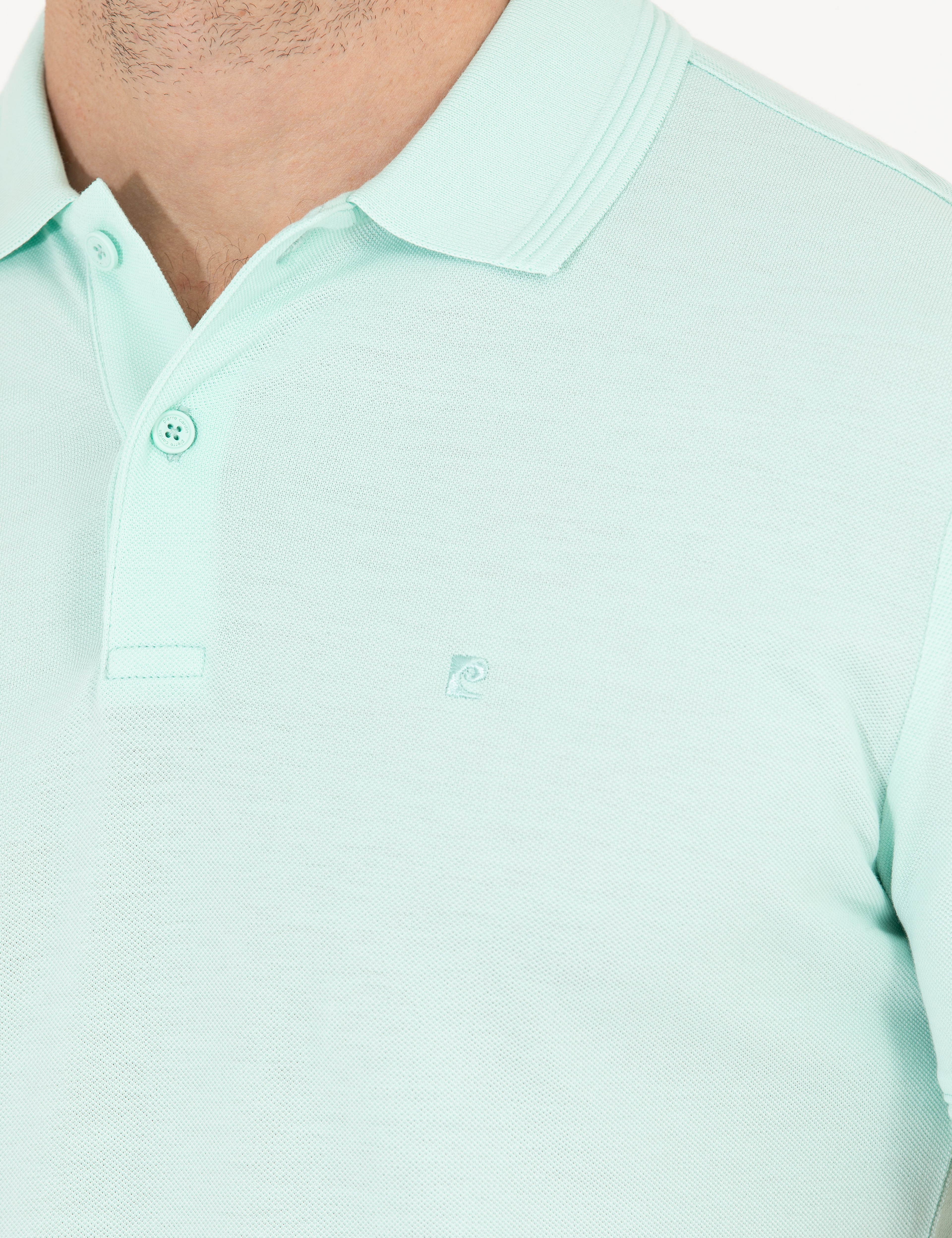 Açık Yeşil Slim Fit Polo Yaka Basic Tişört