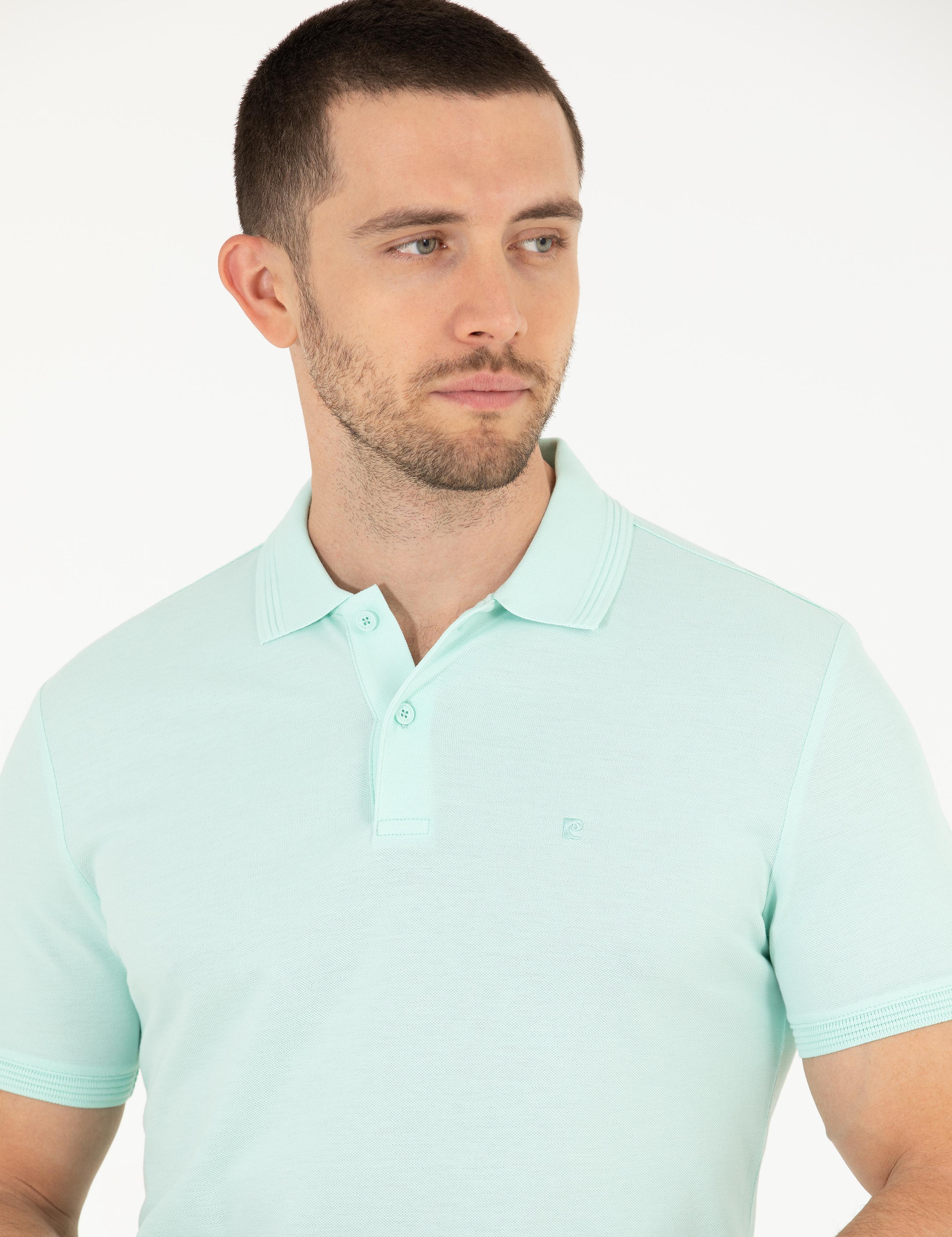 Açık Yeşil Slim Fit Polo Yaka Basic Tişört