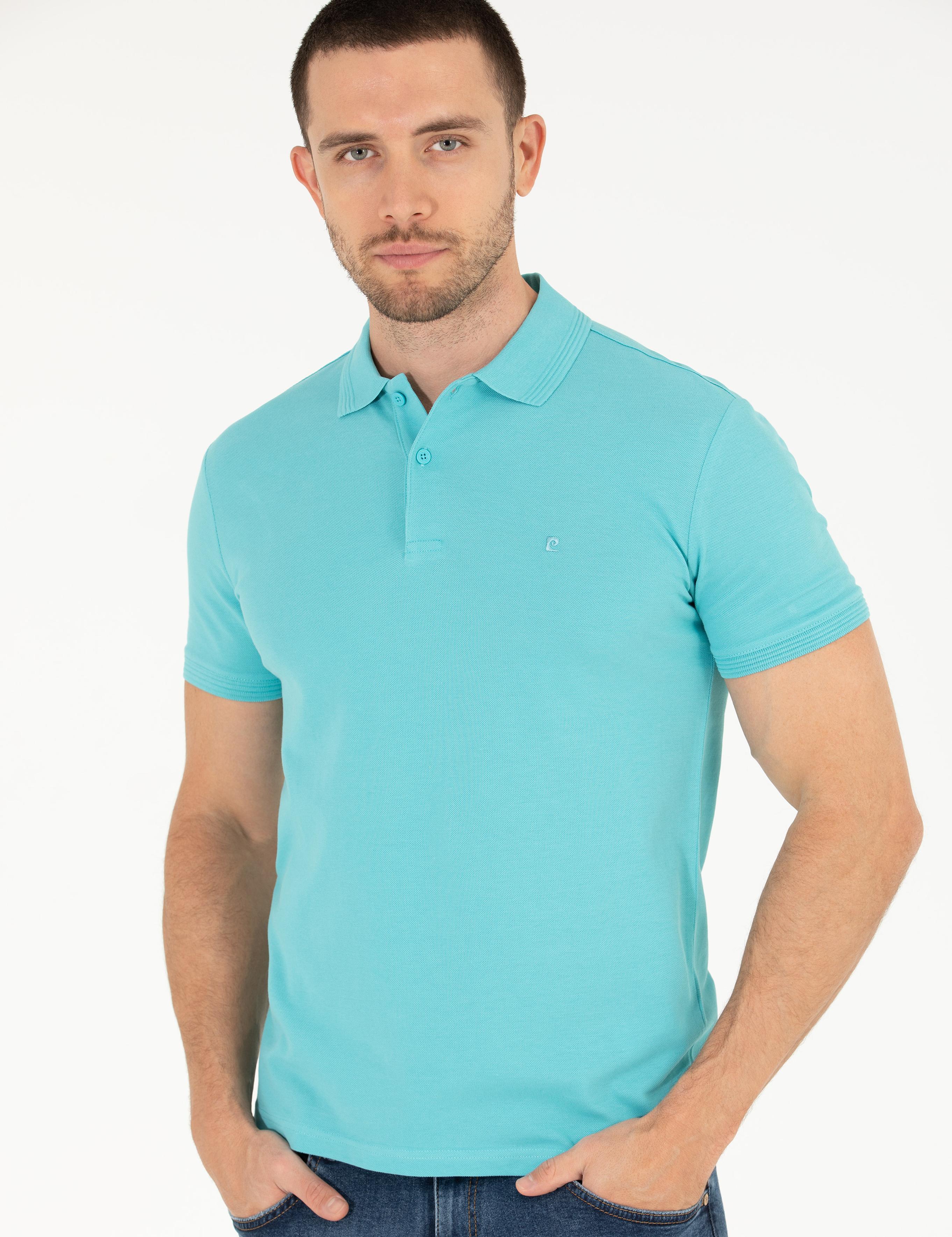 Açık Mavi Slim Fit Polo Yaka Basic Tişört