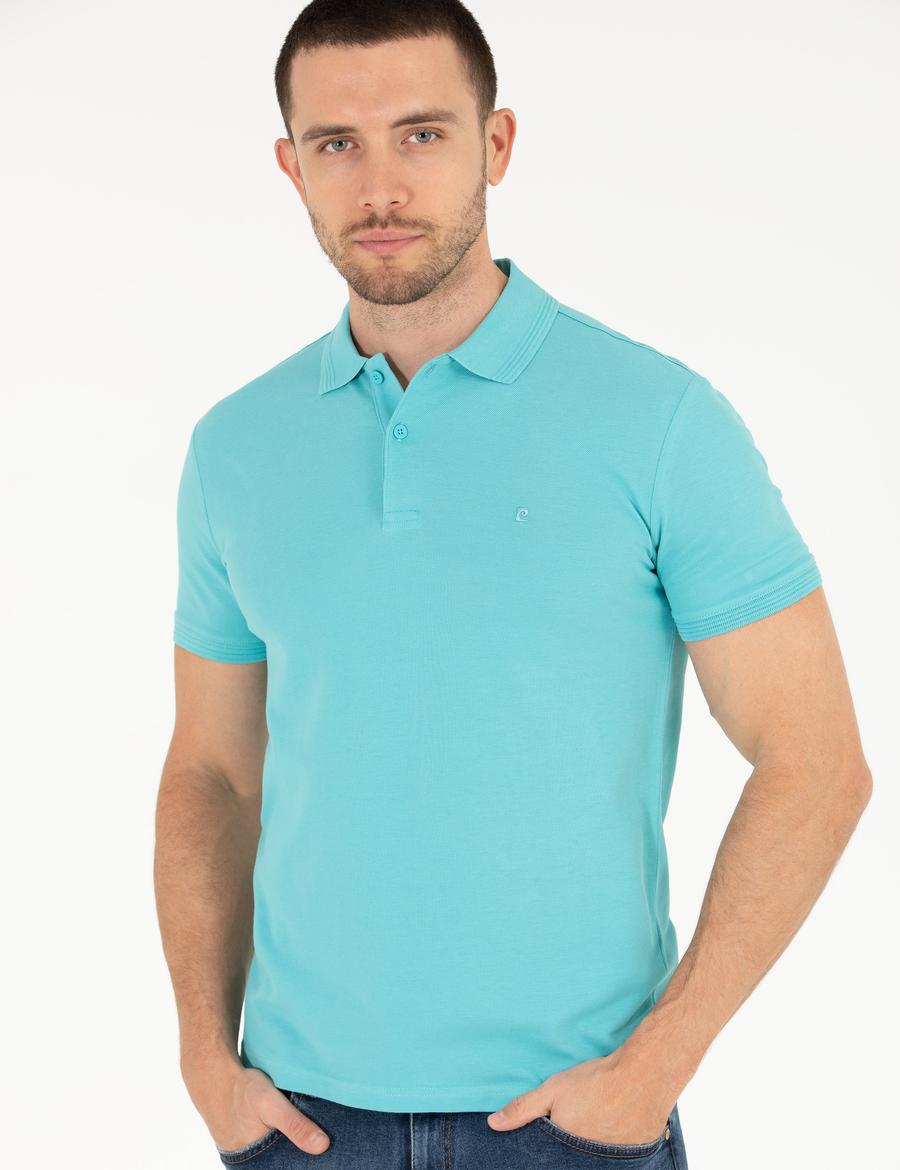 Açık Mavi Slim Fit Polo Yaka Basic Tişört