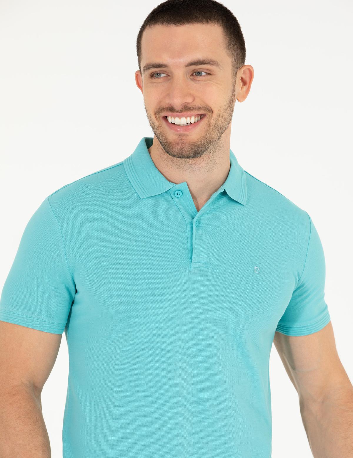 Açık Mavi Slim Fit Polo Yaka Basic Tişört - 50269606244