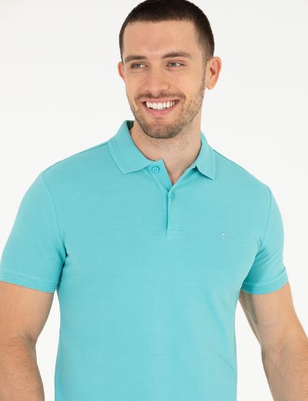 Açık Mavi Slim Fit Polo Yaka Basic Tişört - 50269606244