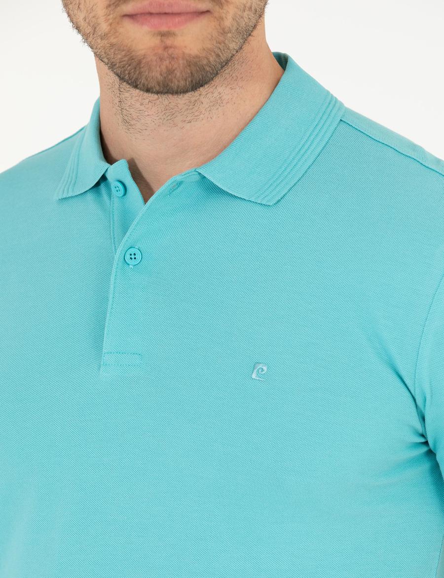 Açık Mavi Slim Fit Polo Yaka Basic Tişört