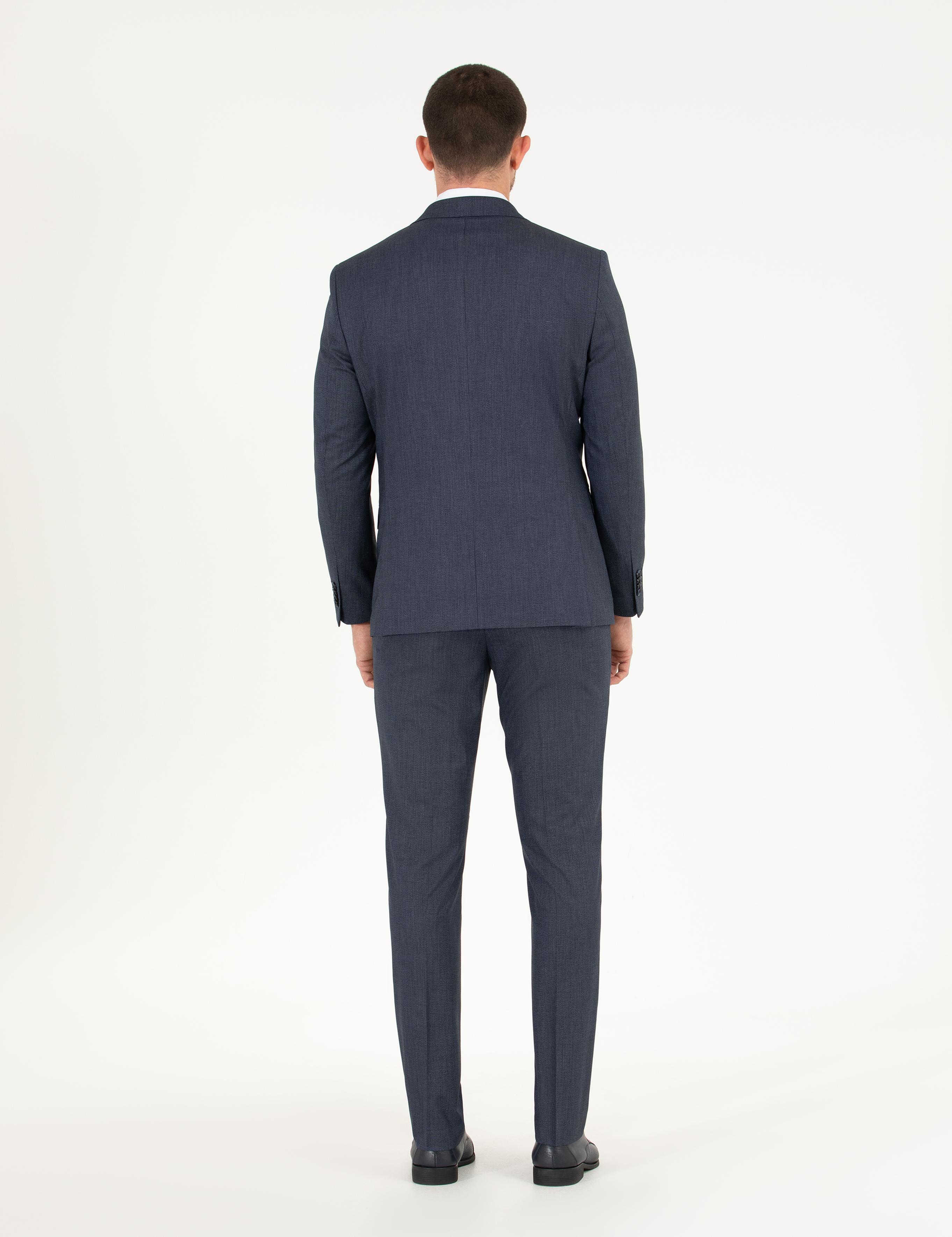 Lacivert Yelekli Slim Fit Takım Elbise