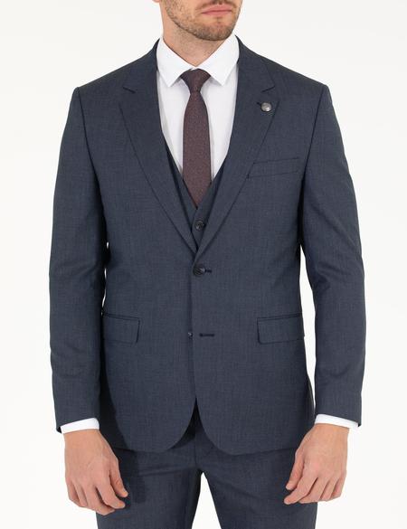 Lacivert Yelekli Slim Fit Takım Elbise - 50270143005