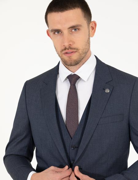 Lacivert Yelekli Slim Fit Takım Elbise - 50270143005