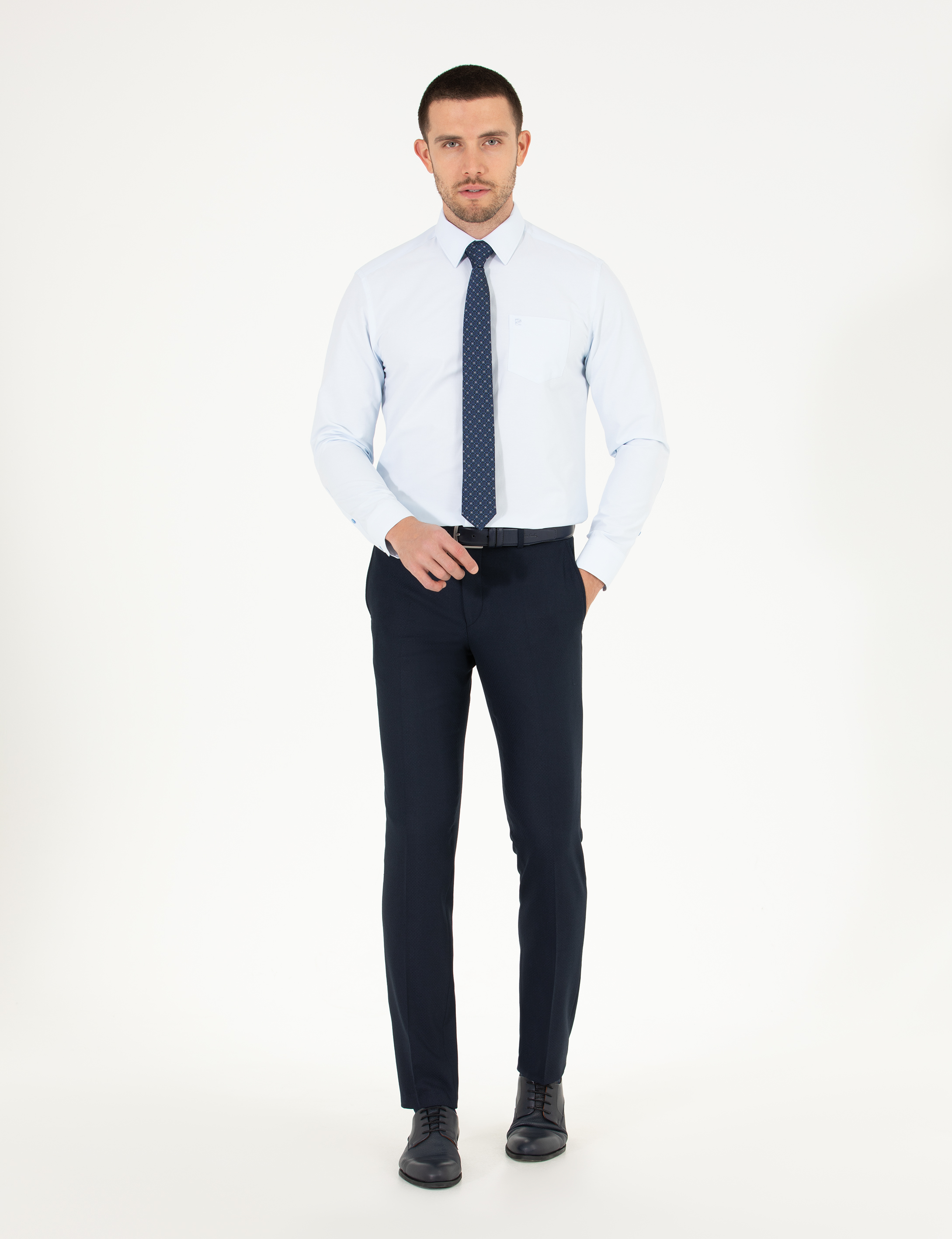 Lacivert Slim Fit Kumaş Pantolon - Image 3