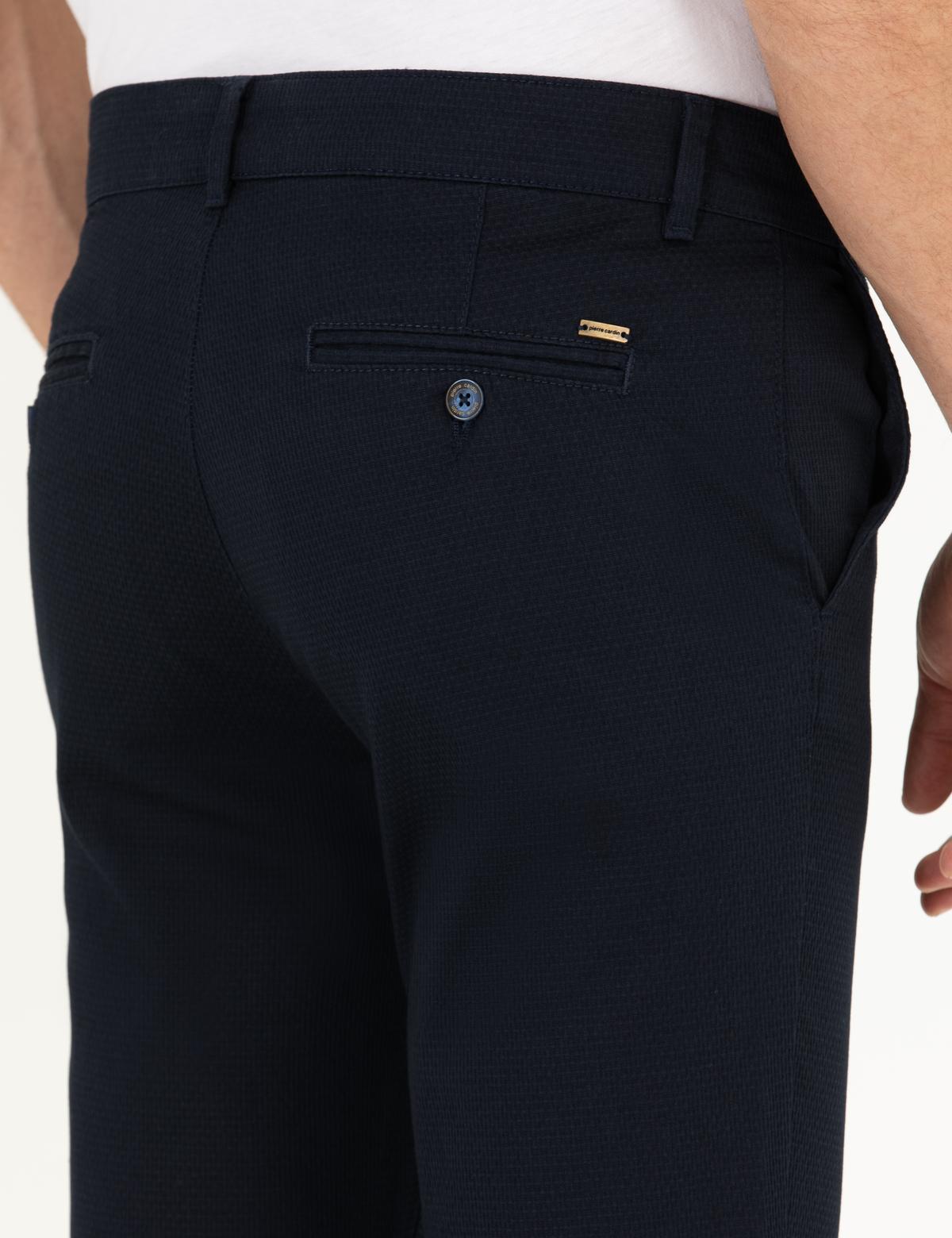 Lacivert Armürlü Slim Fit Chino Pantolon - 50271283041