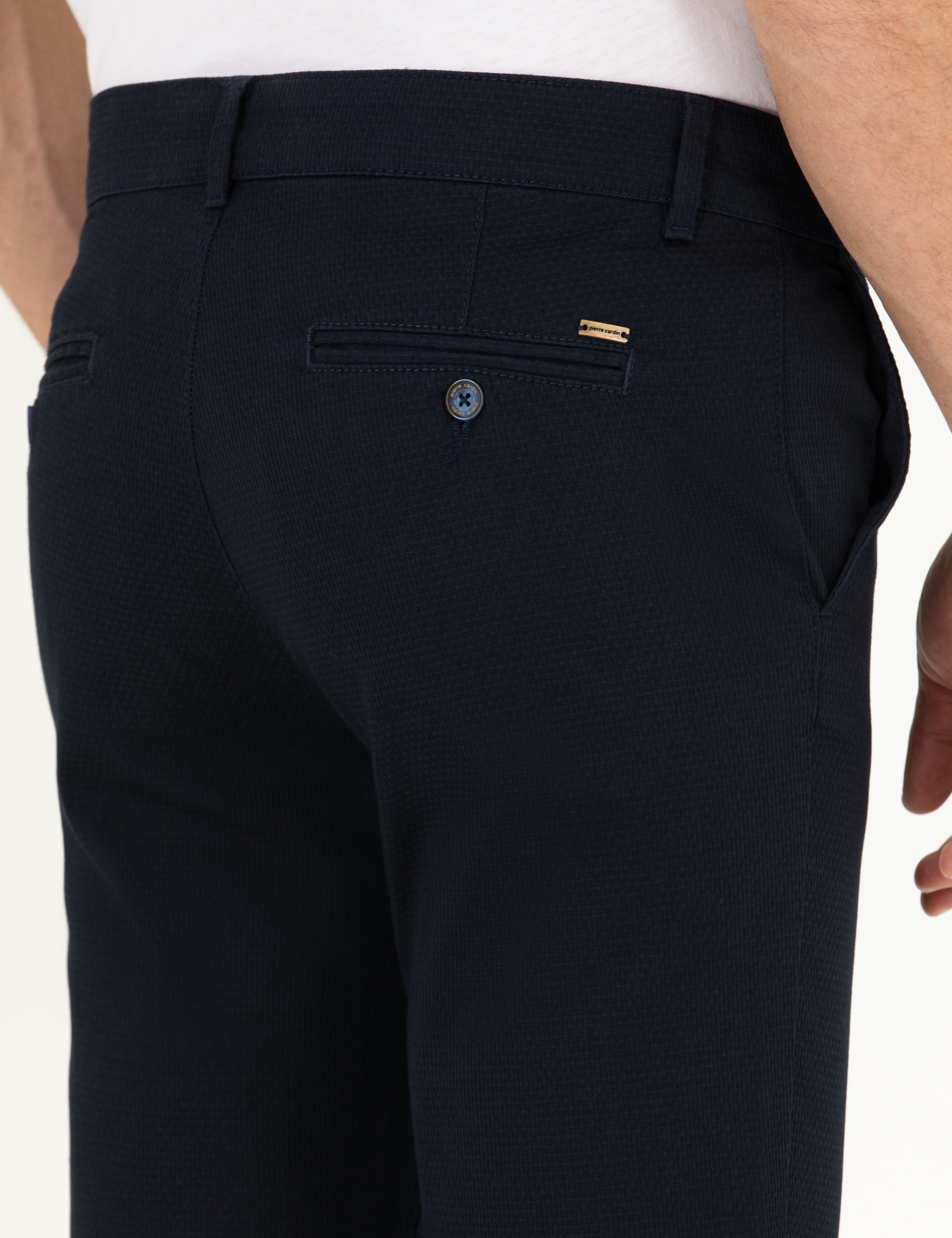 Lacivert Armürlü Slim Fit Chino Pantolon - Image 7