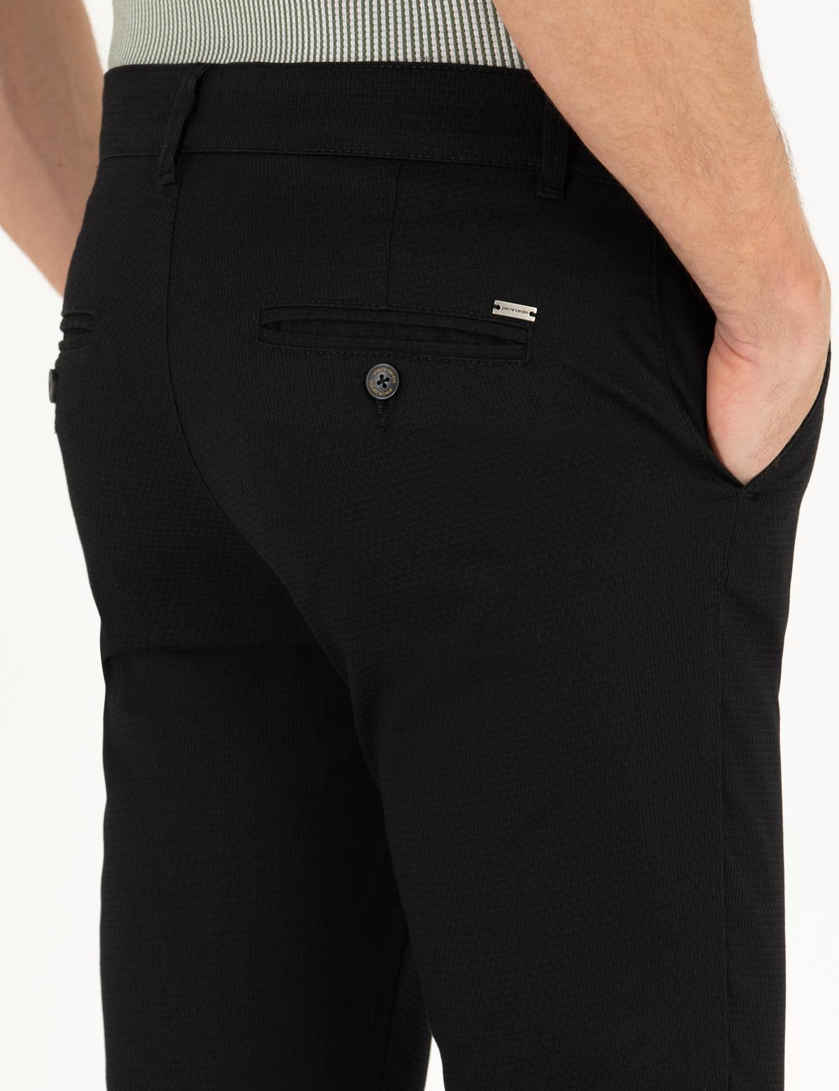 Siyah Armürlü Slim Fit Chino Pantolon - 50271283101