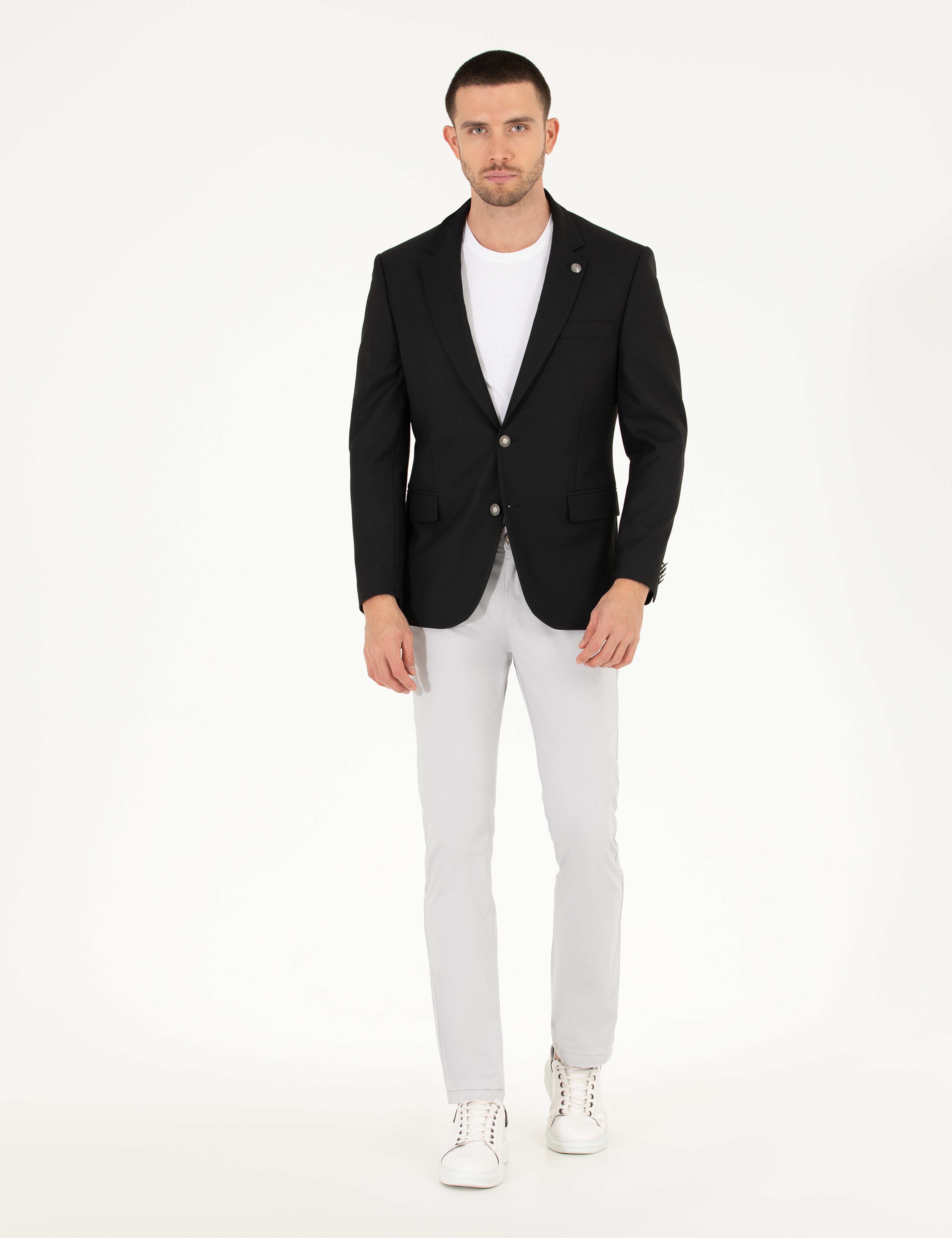 Siyah Slim Fit Blazer Ceket - Image 4