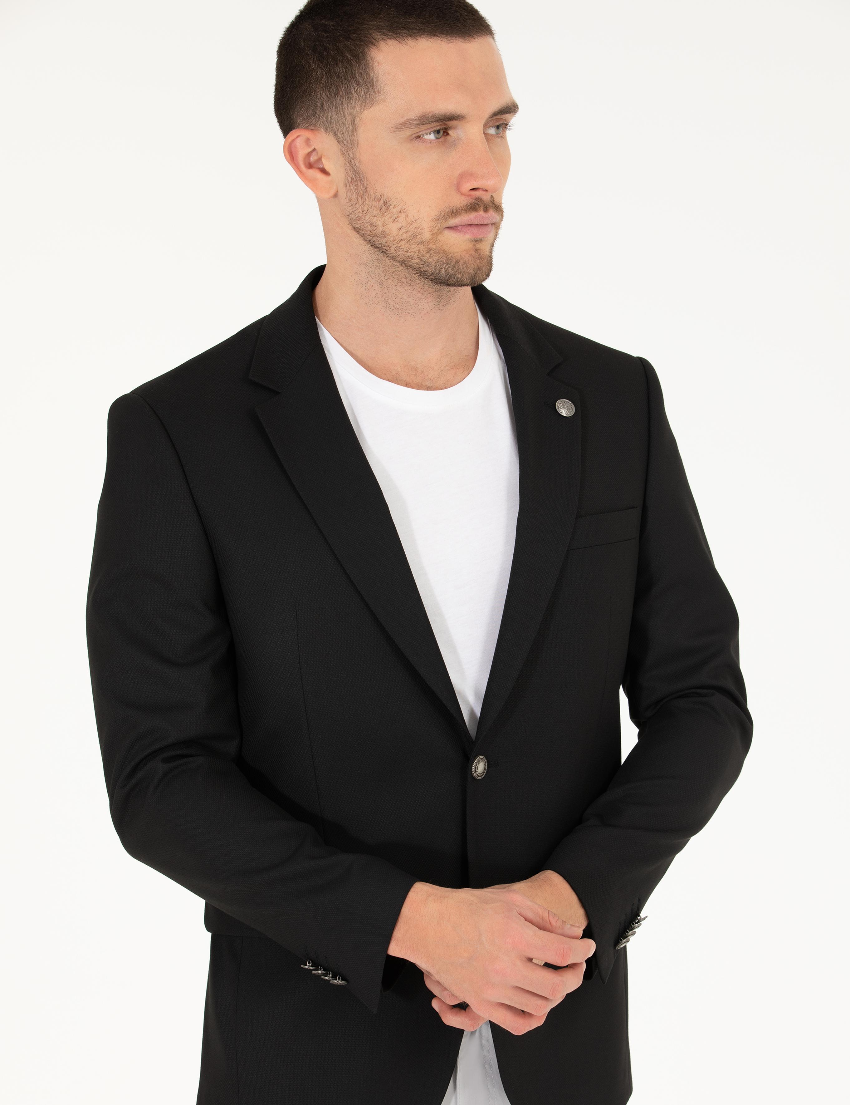 Siyah Slim Fit Blazer Ceket
