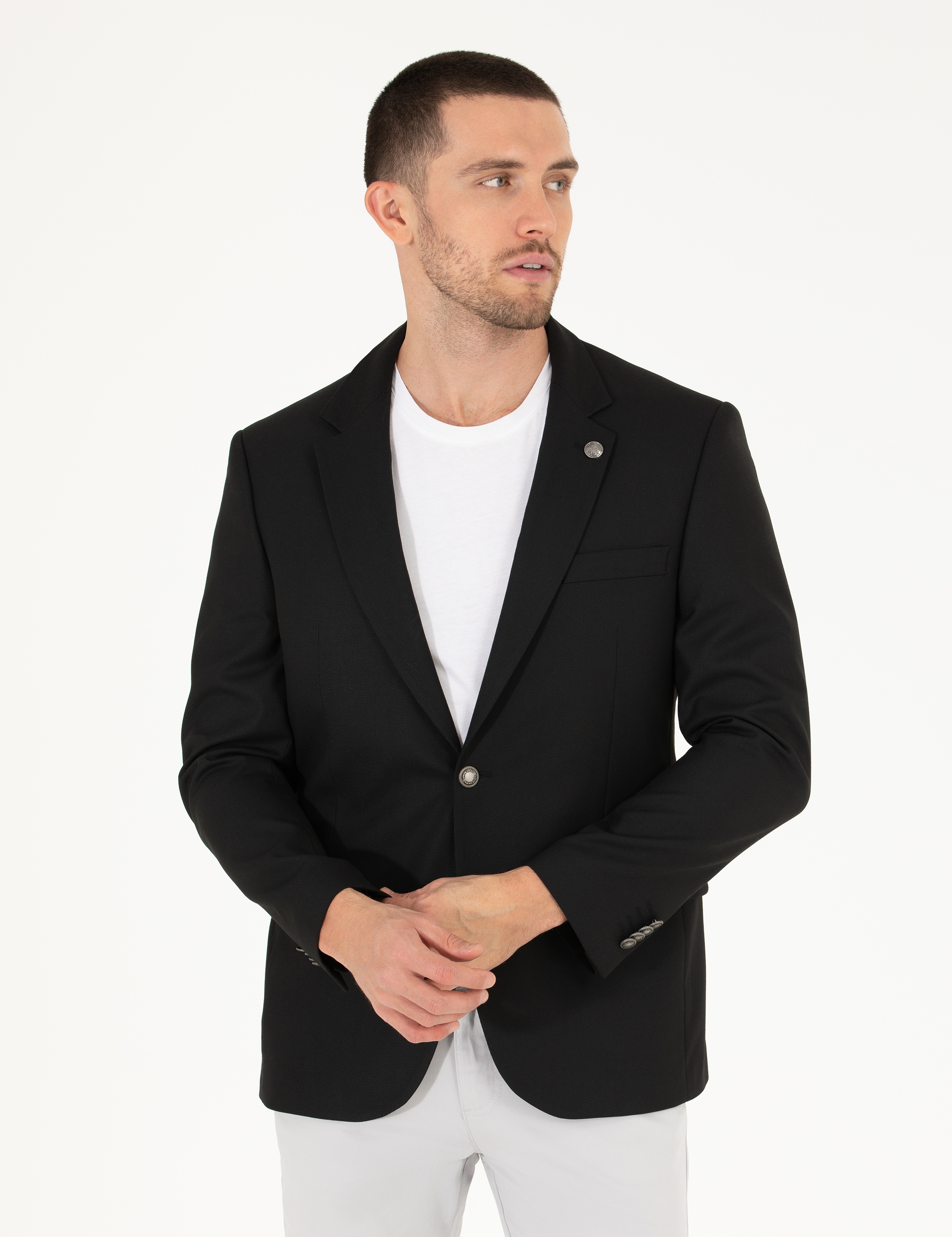 Siyah Slim Fit Blazer Ceket - Image 1