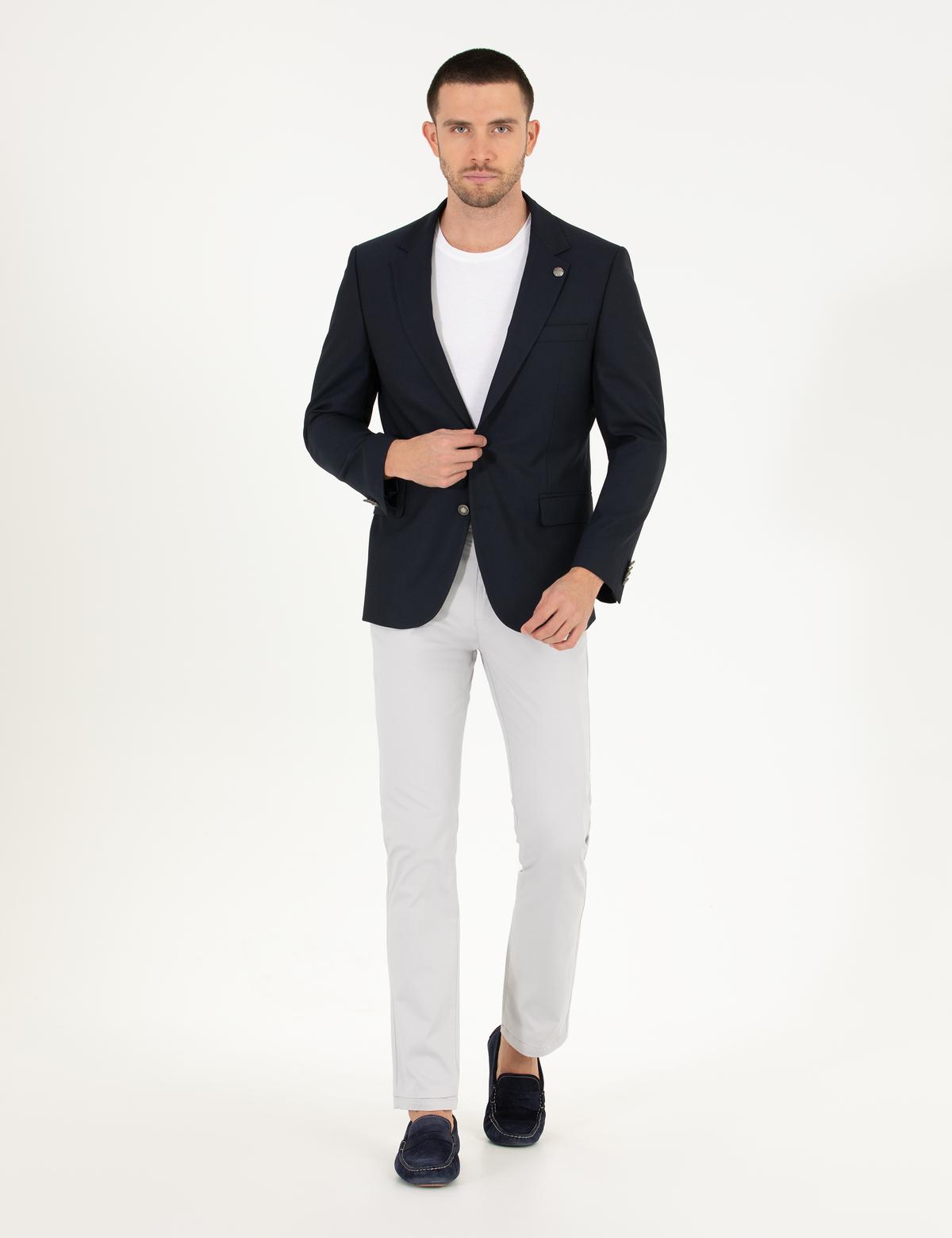 Lacivert Slim Fit Blazer Ceket - 50275546056