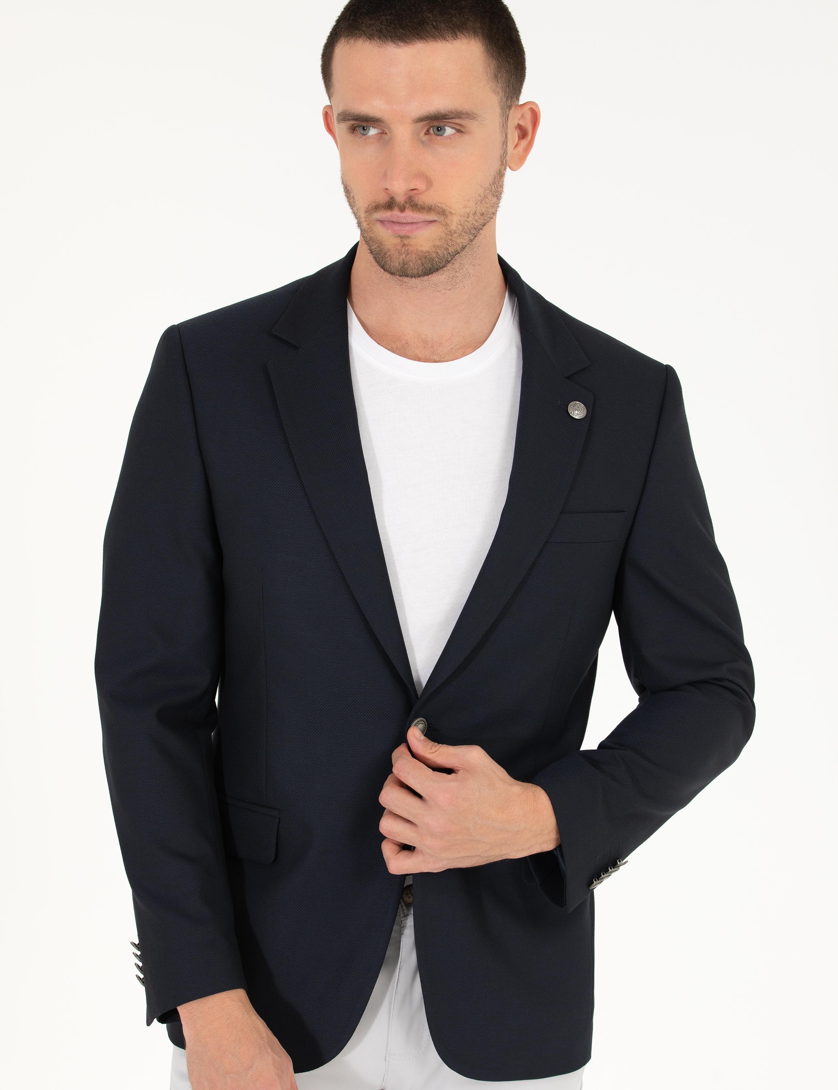 Lacivert Slim Fit Blazer Ceket