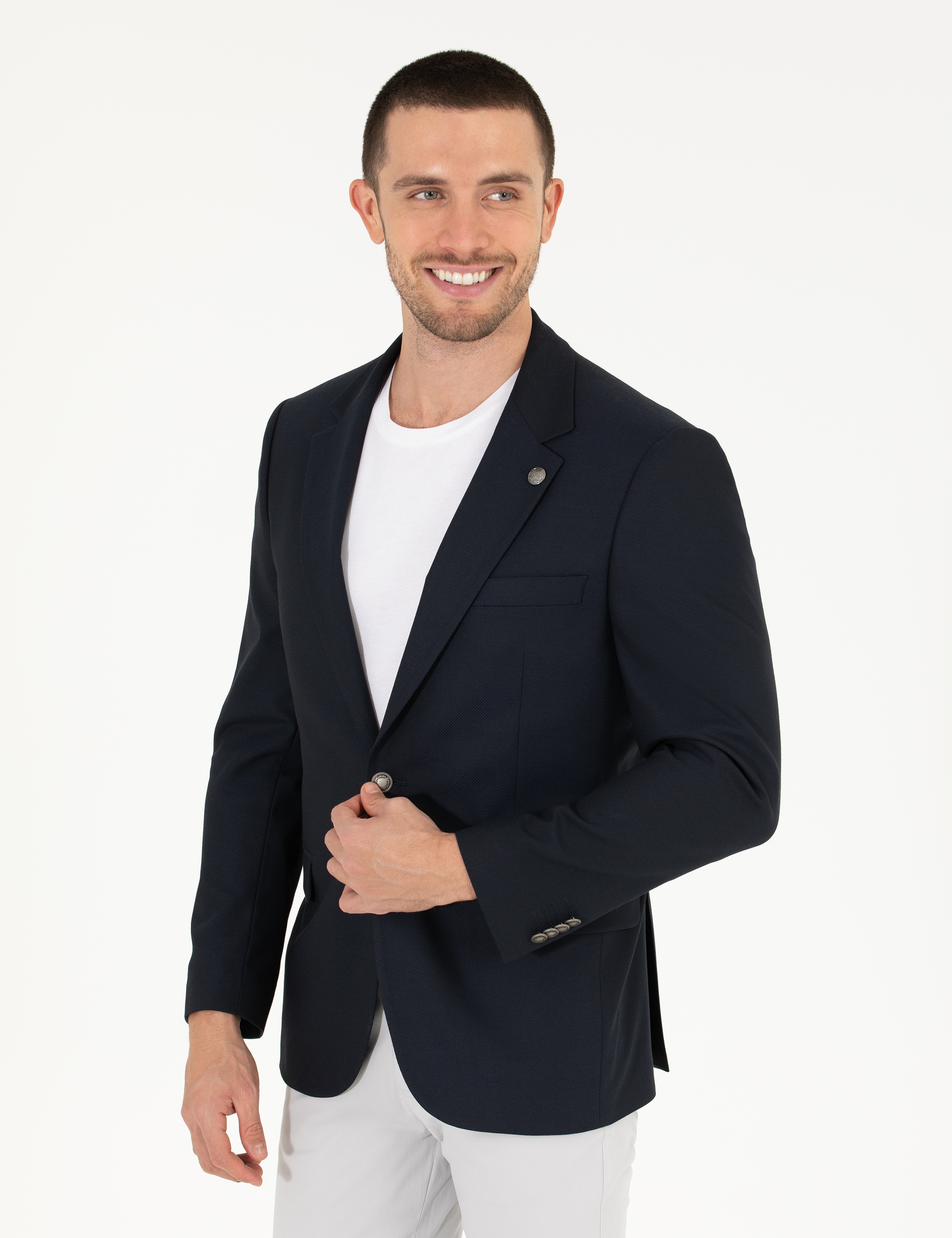 Lacivert Slim Fit Blazer Ceket - Image 1