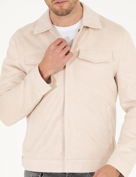 Bej Suni Deri Ceket - 50275817003