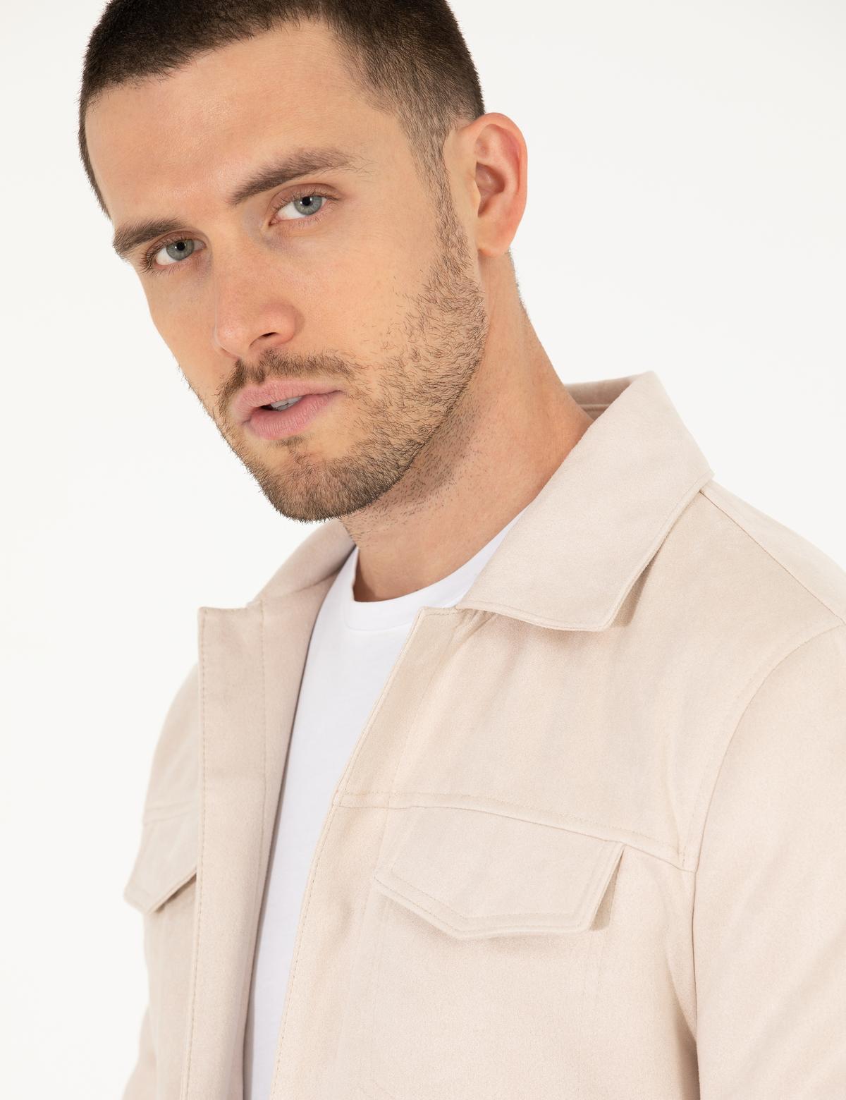 Bej Suni Deri Ceket - 50275817003