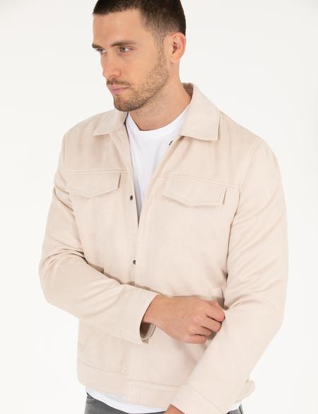 Bej Suni Deri Ceket - 50275817003