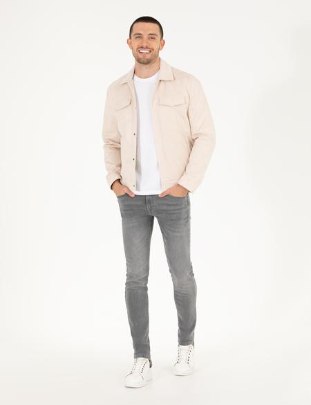 Bej Suni Deri Ceket - 50275817003