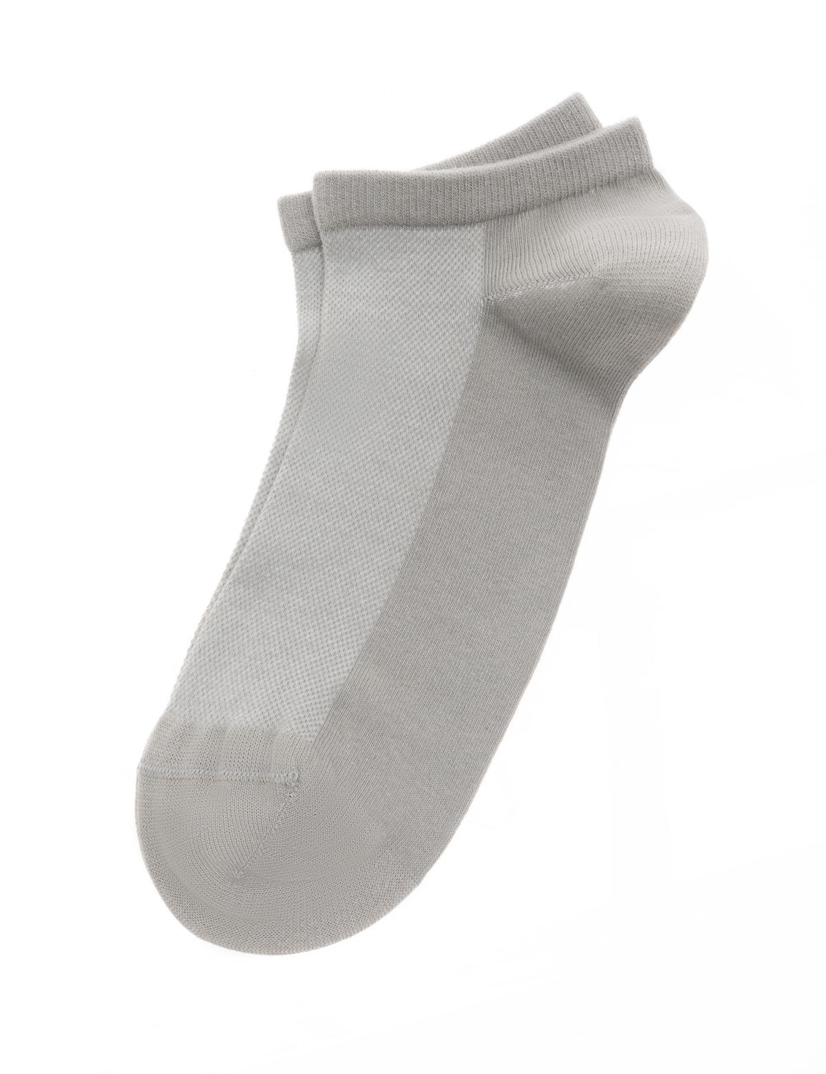 Erkek Pamuk Karışımlı Gri Patik Basic Çorap - 50272779002