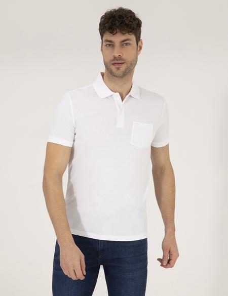 Beyaz Regular Fit Polo Yaka Basic Tişört - 50269604007