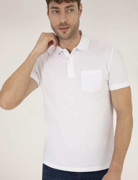 Beyaz Regular Fit Polo Yaka Basic Tişört - 50269604007
