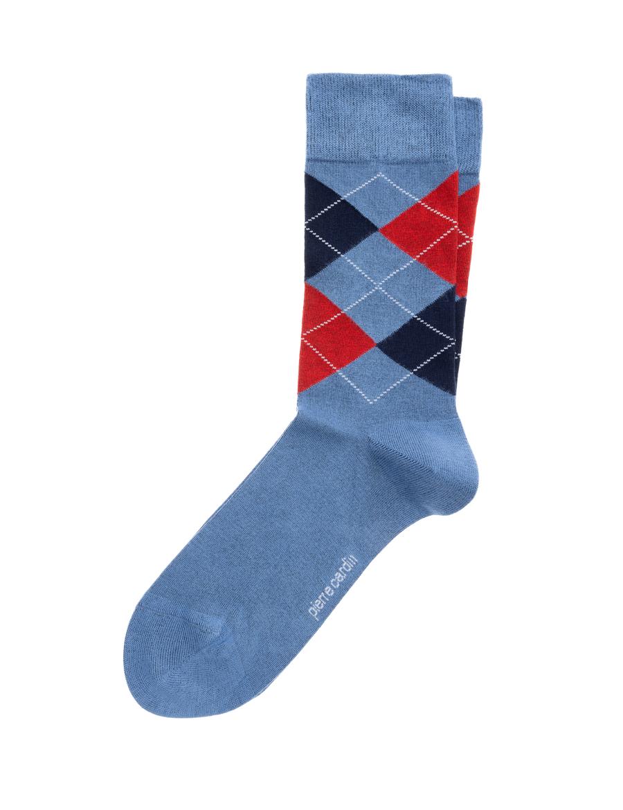 Erkek Bambu Karışımlı Mavi Soket Desenli Çorap