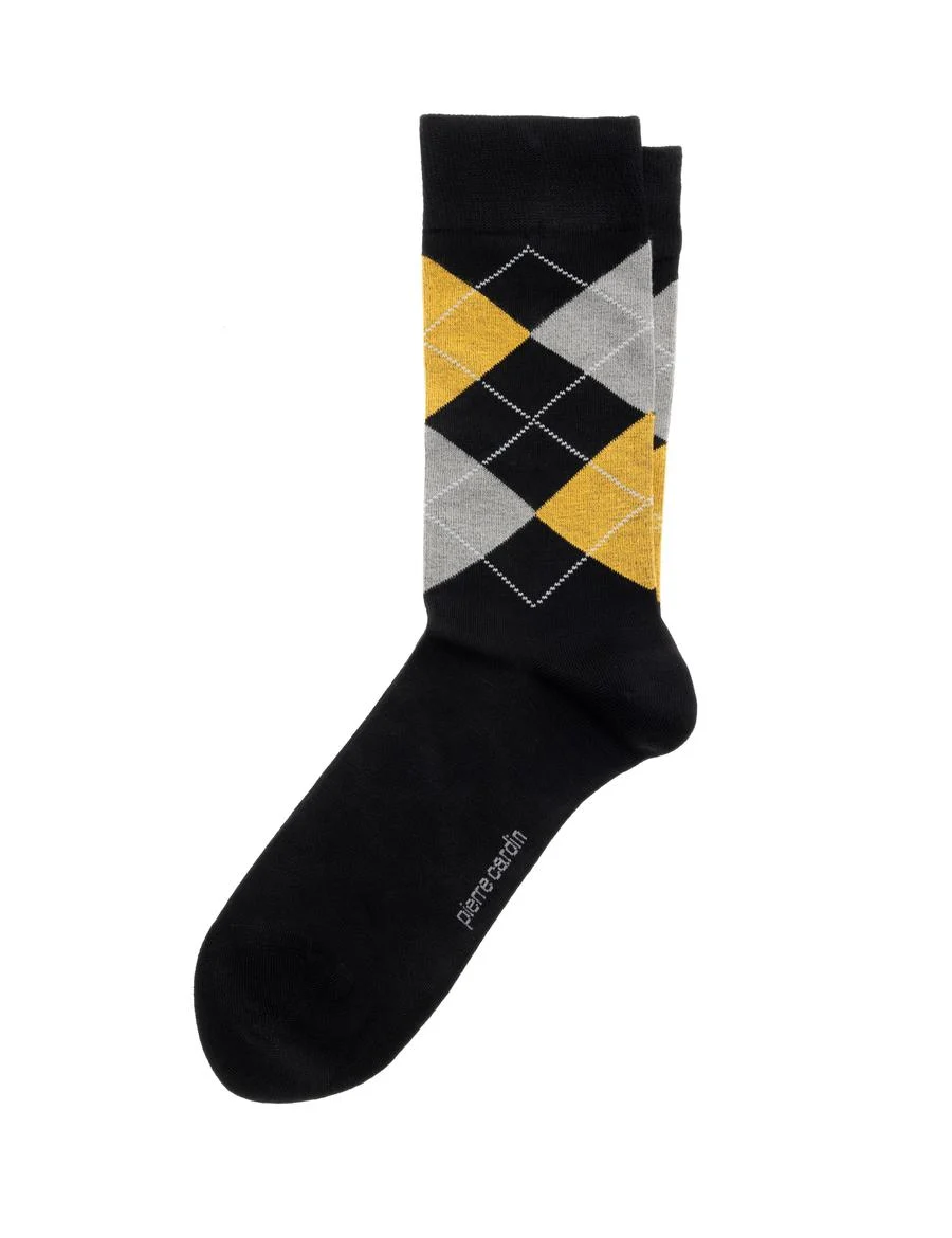 Erkek Bambu Karışımlı Siyah Soket Desenli Çorap