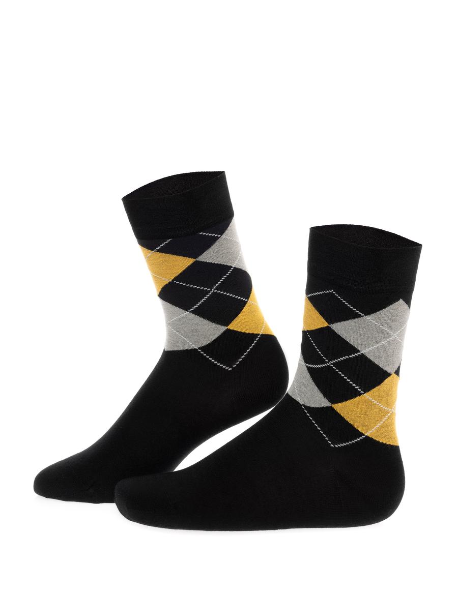 Erkek Bambu Karışımlı Siyah Soket Desenli Çorap
