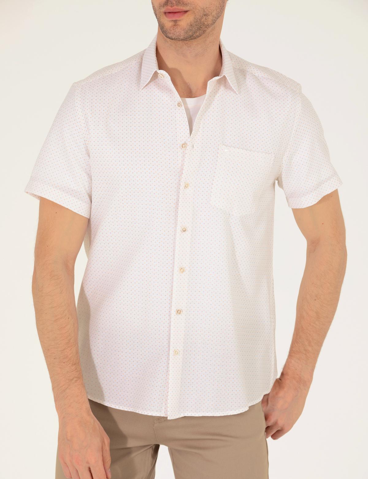 Turuncu Regular Fit Kısa Kollu Gömlek - 50255276028