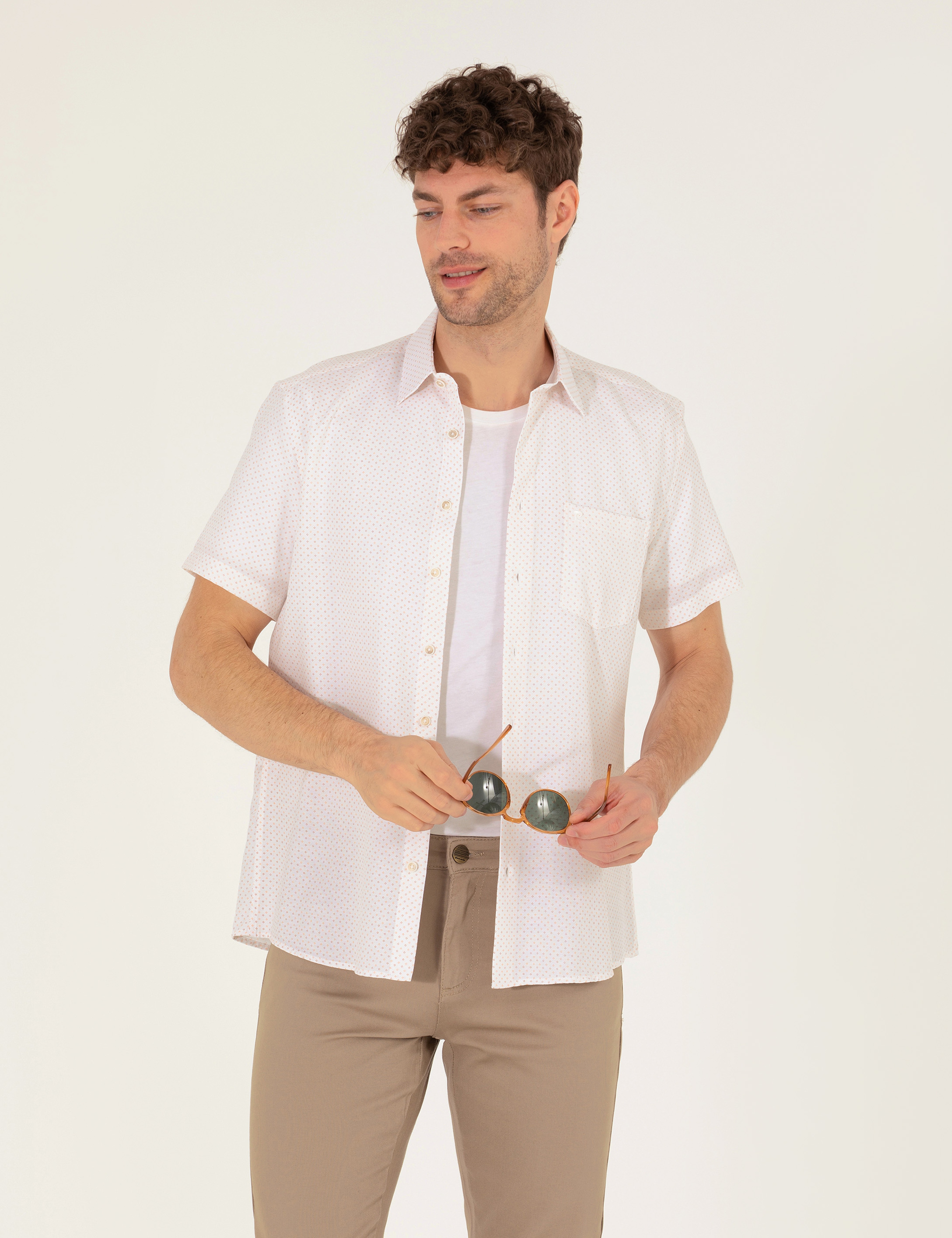 Turuncu Regular Fit Kısa Kollu Gömlek - Image 1