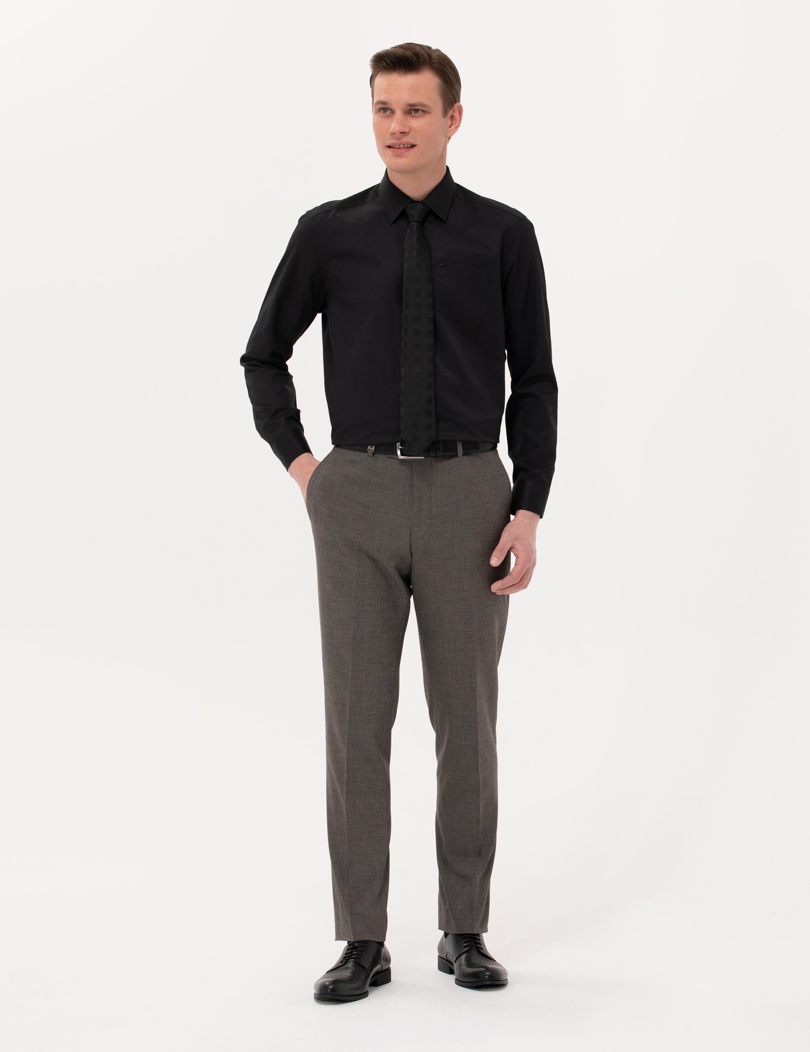 Siyah Regular Fit Uzun Kollu Basic Gömlek