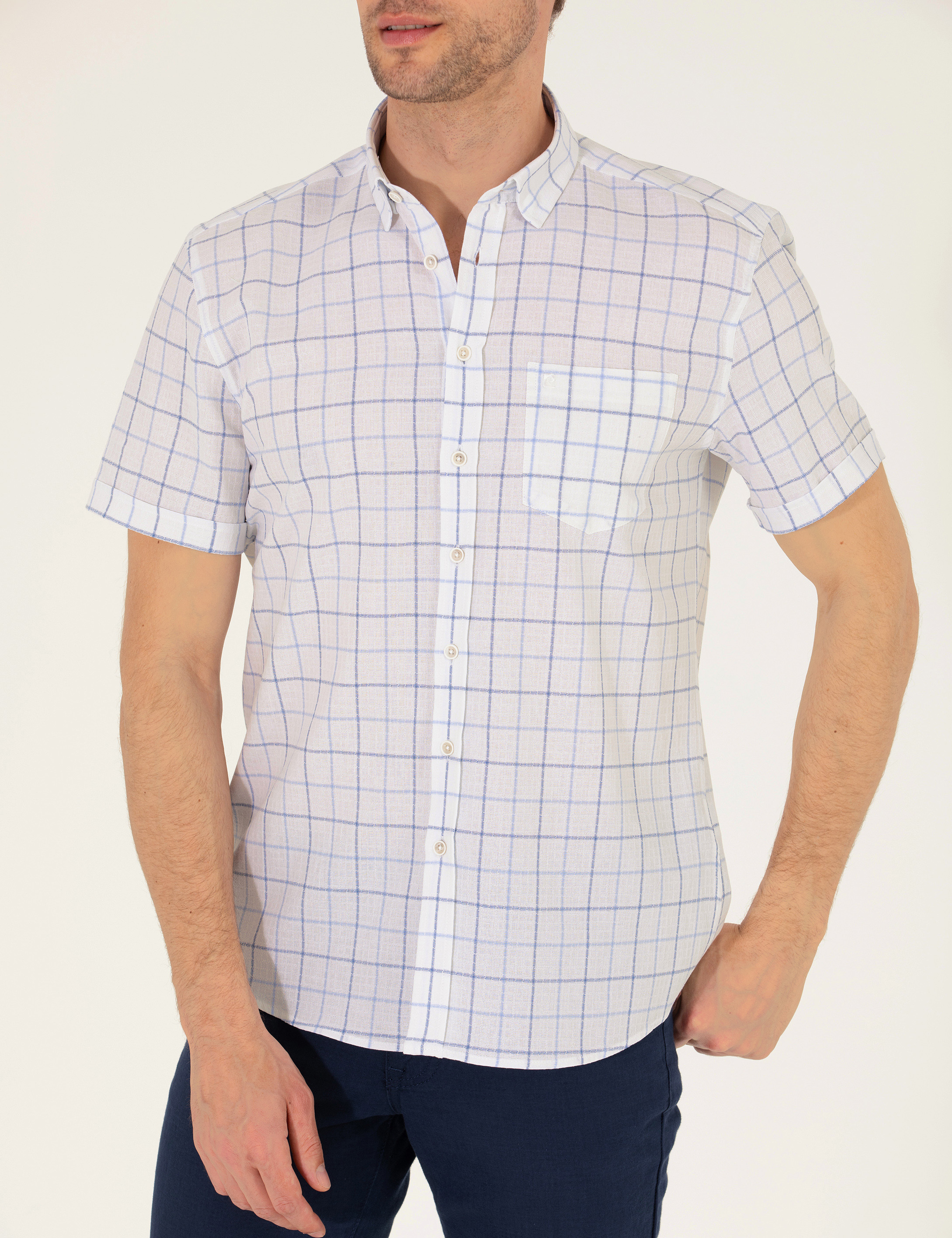 Pierre Cardin Açık Mavi Regular Fit Kısa Kollu Gömlek görsel 6