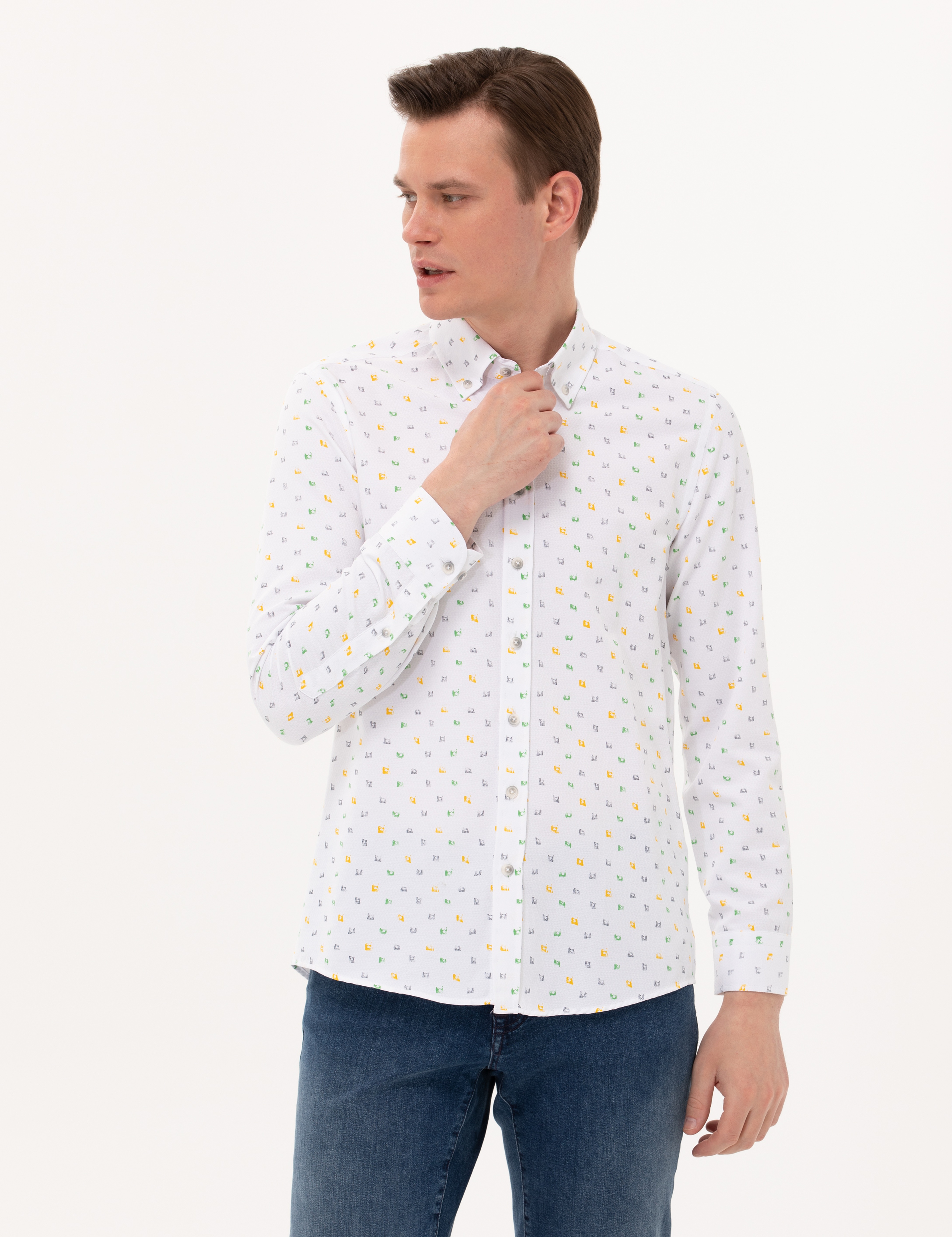 Açık Yeşil Slim Fit Uzun Kollu Gömlek - Image 2