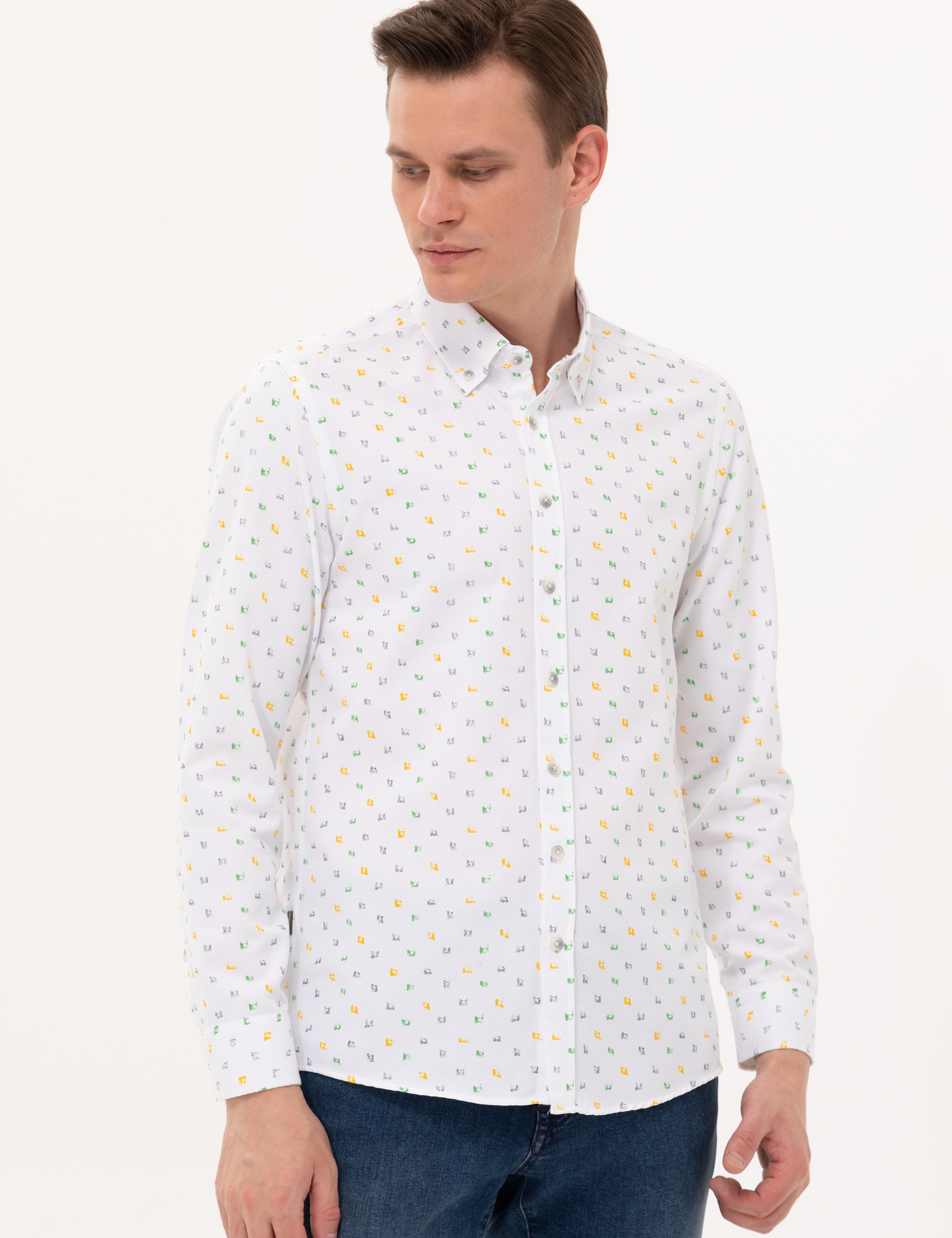 Açık Yeşil Slim Fit Uzun Kollu Gömlek - Image 4