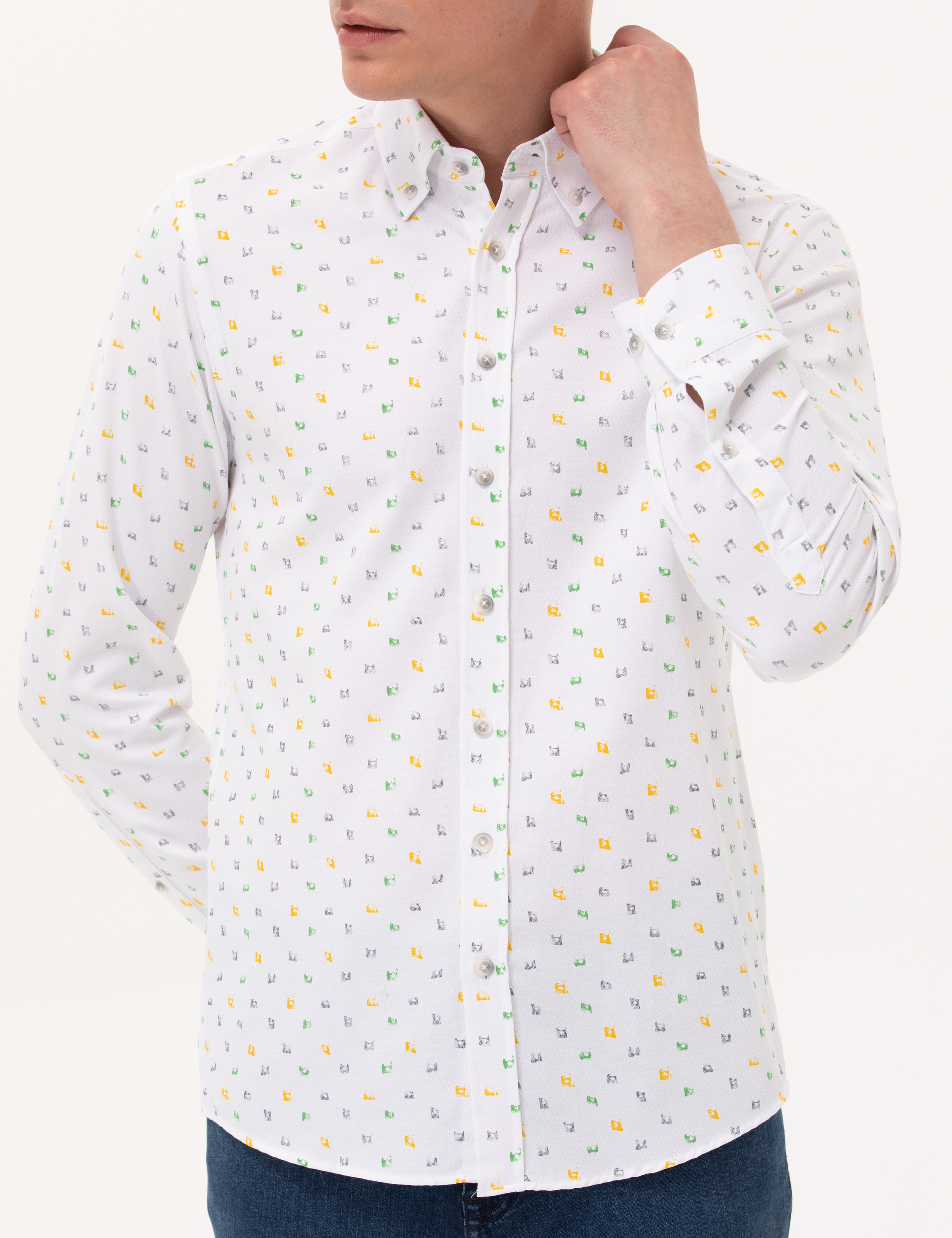Açık Yeşil Slim Fit Uzun Kollu Gömlek - Image 6