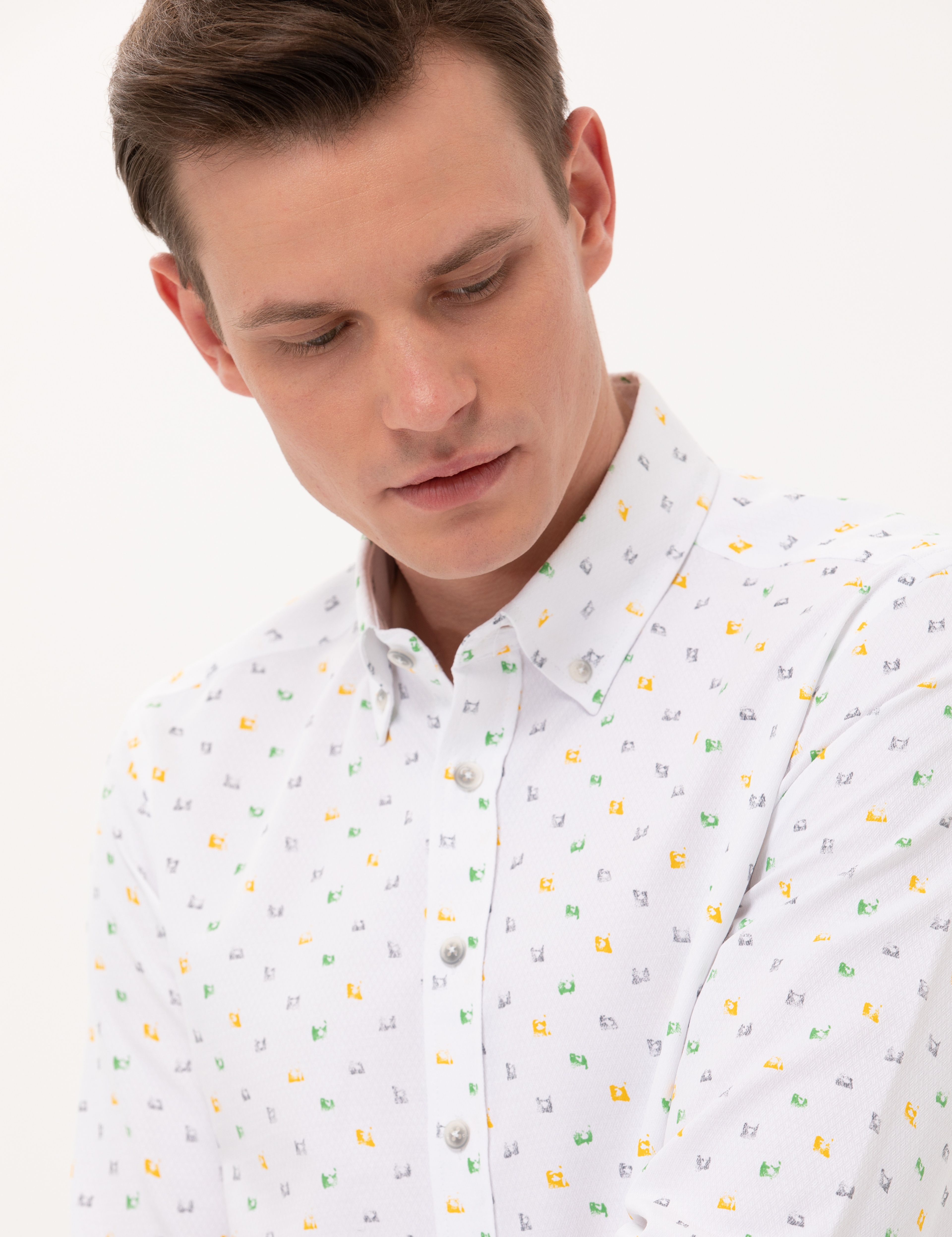 Açık Yeşil Slim Fit Uzun Kollu Gömlek - Image 3