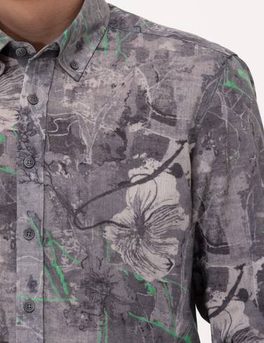 Gri Slim Fit Uzun Kollu Gömlek