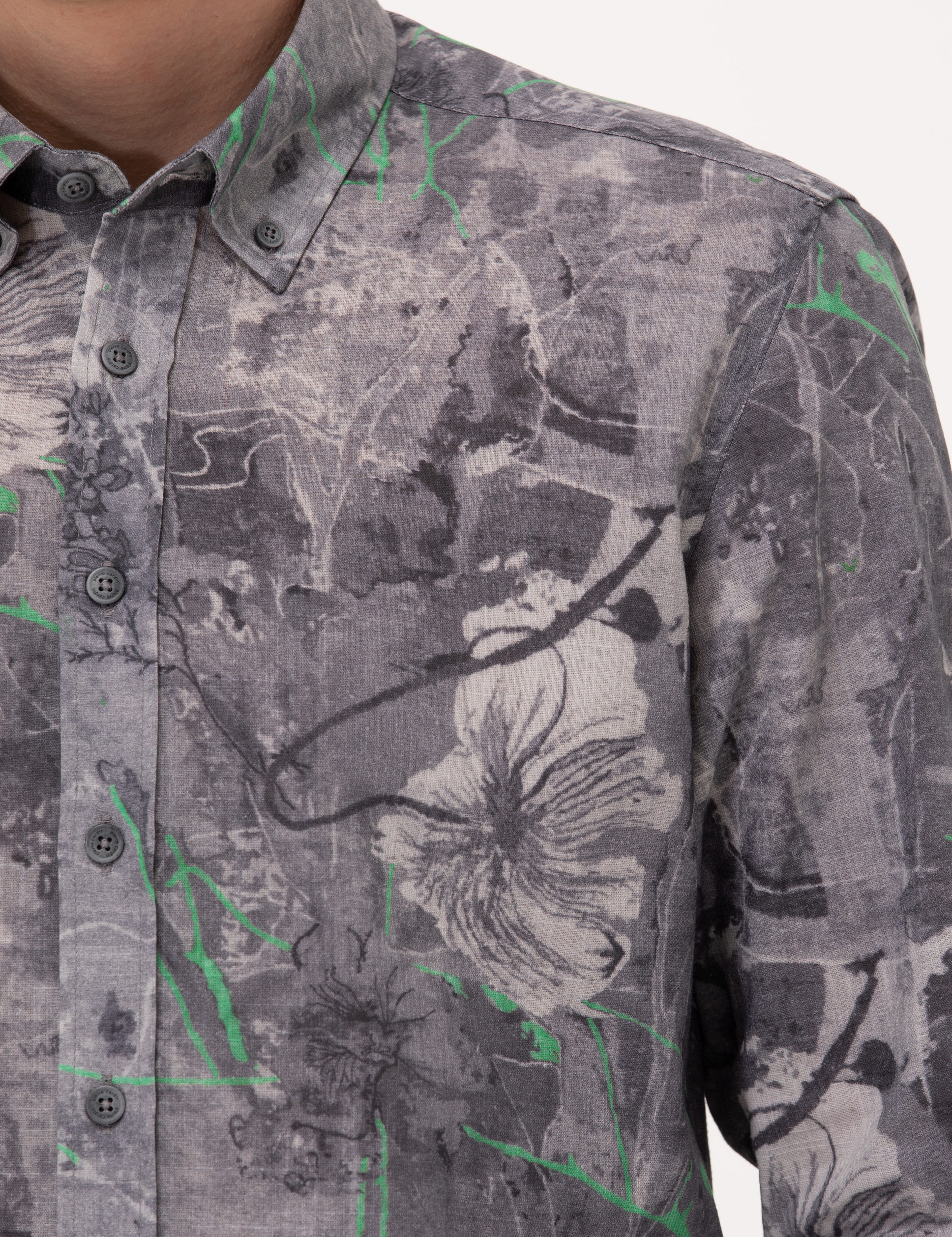 Gri Slim Fit Uzun Kollu Gömlek - Image 7