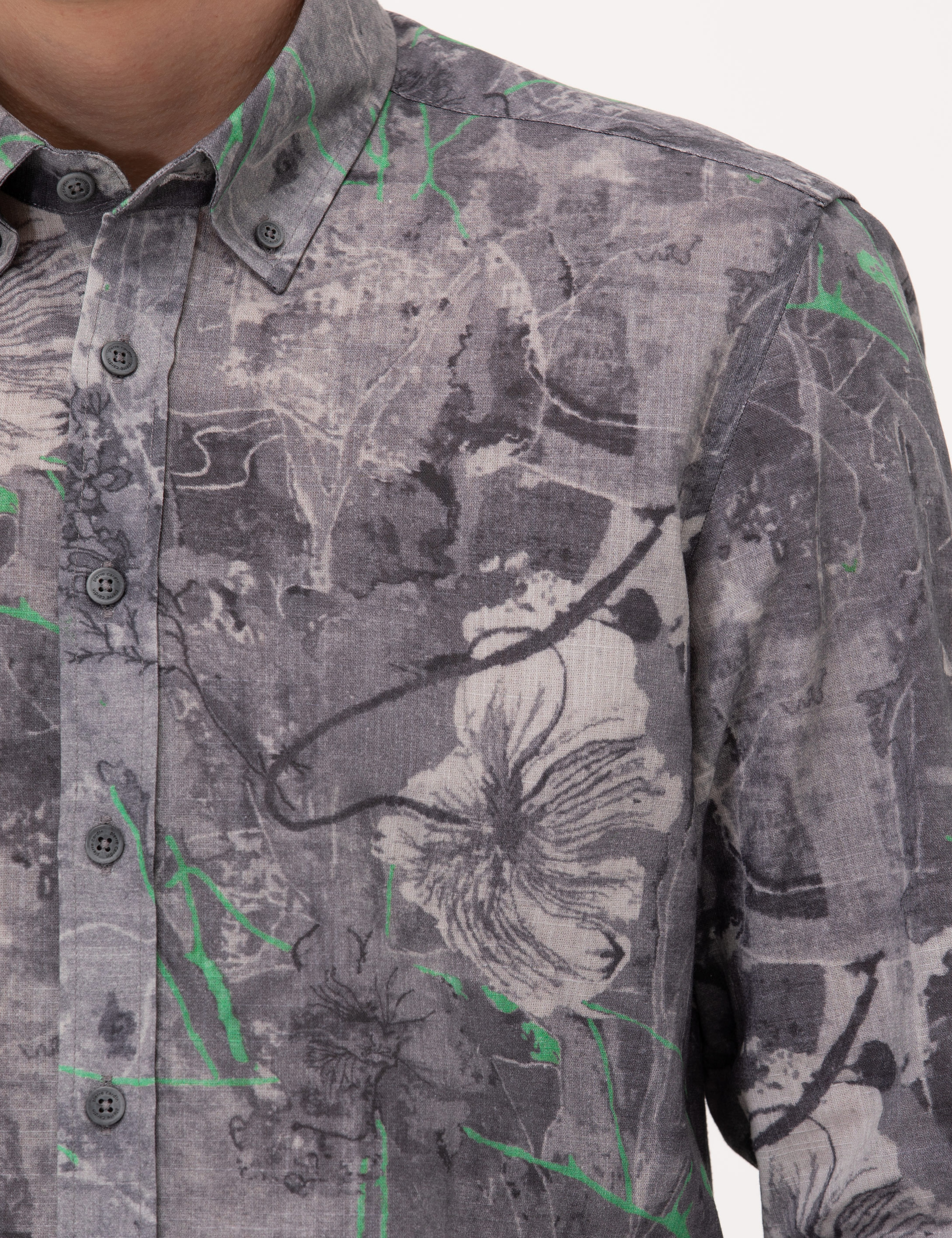 Gri Slim Fit Uzun Kollu Gömlek