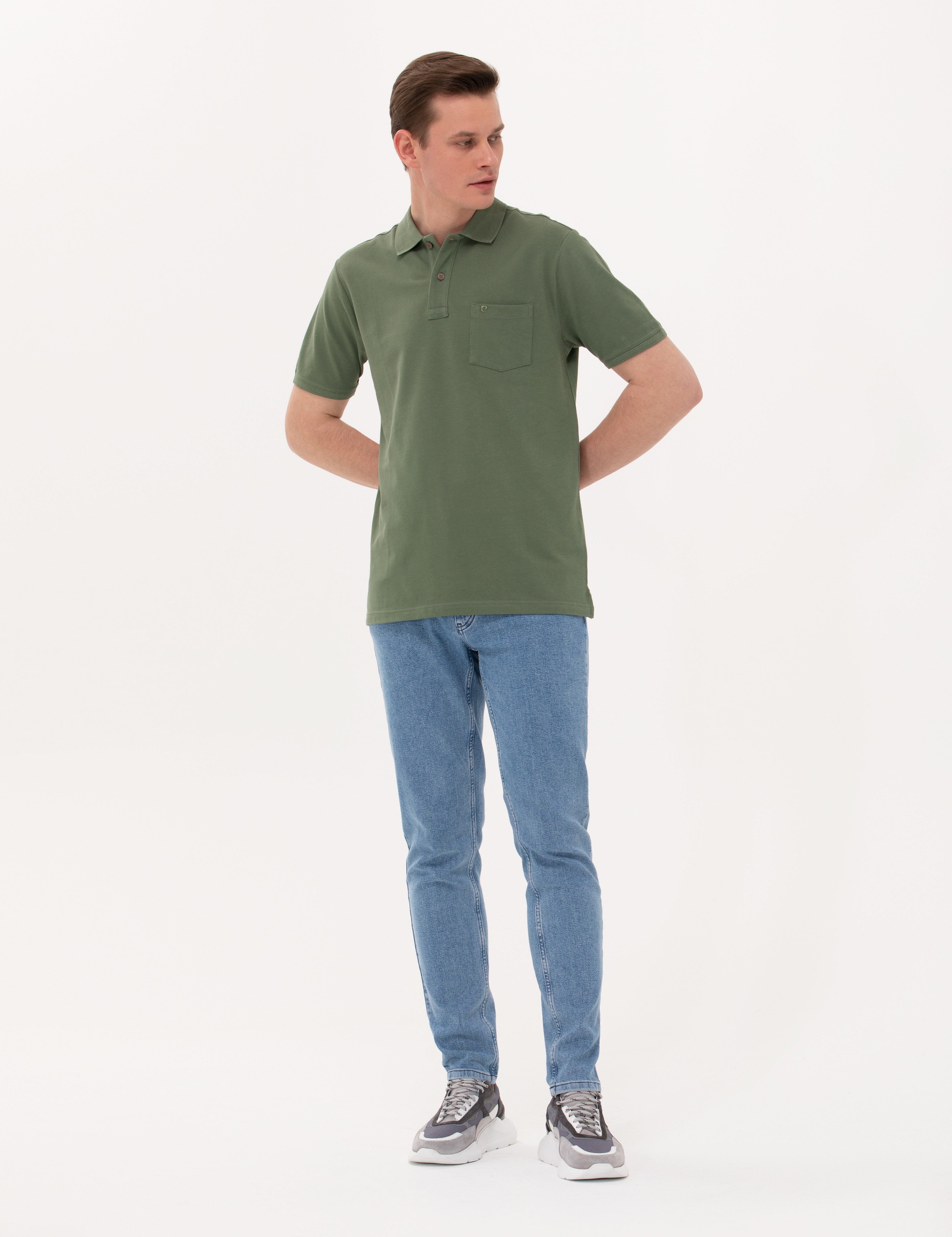 Haki Regular Fit Basic Tişört - Image 3