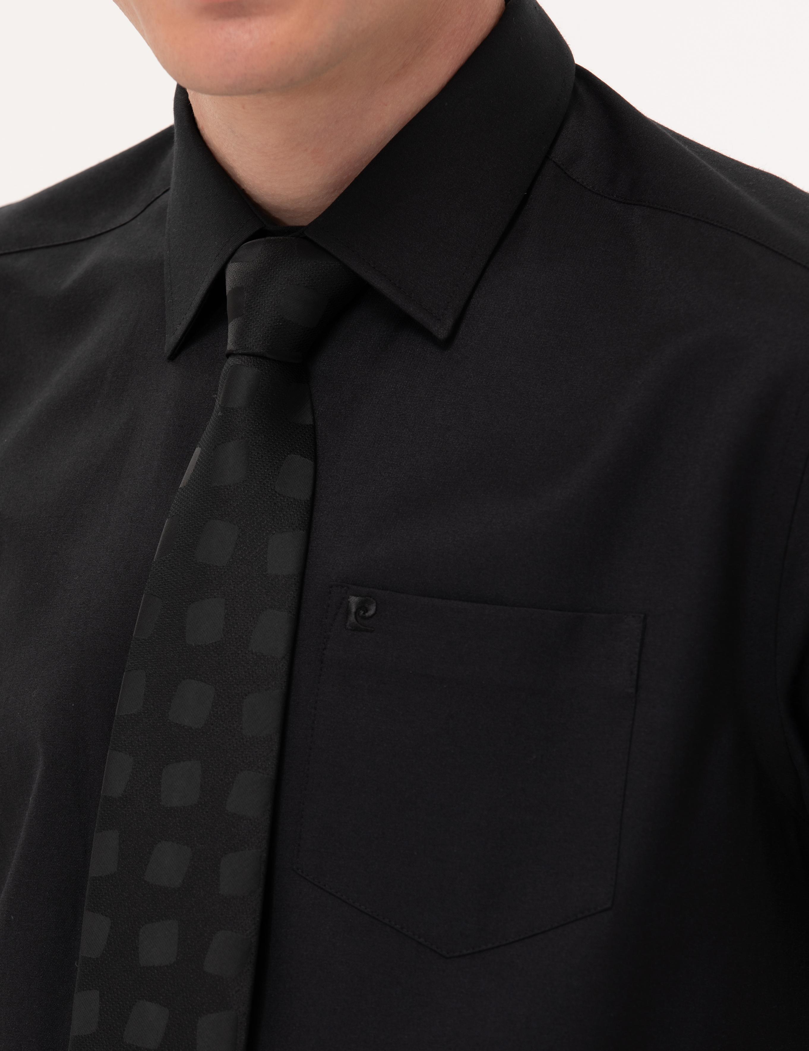 Siyah Regular Fit Uzun Kollu Basic Gömlek