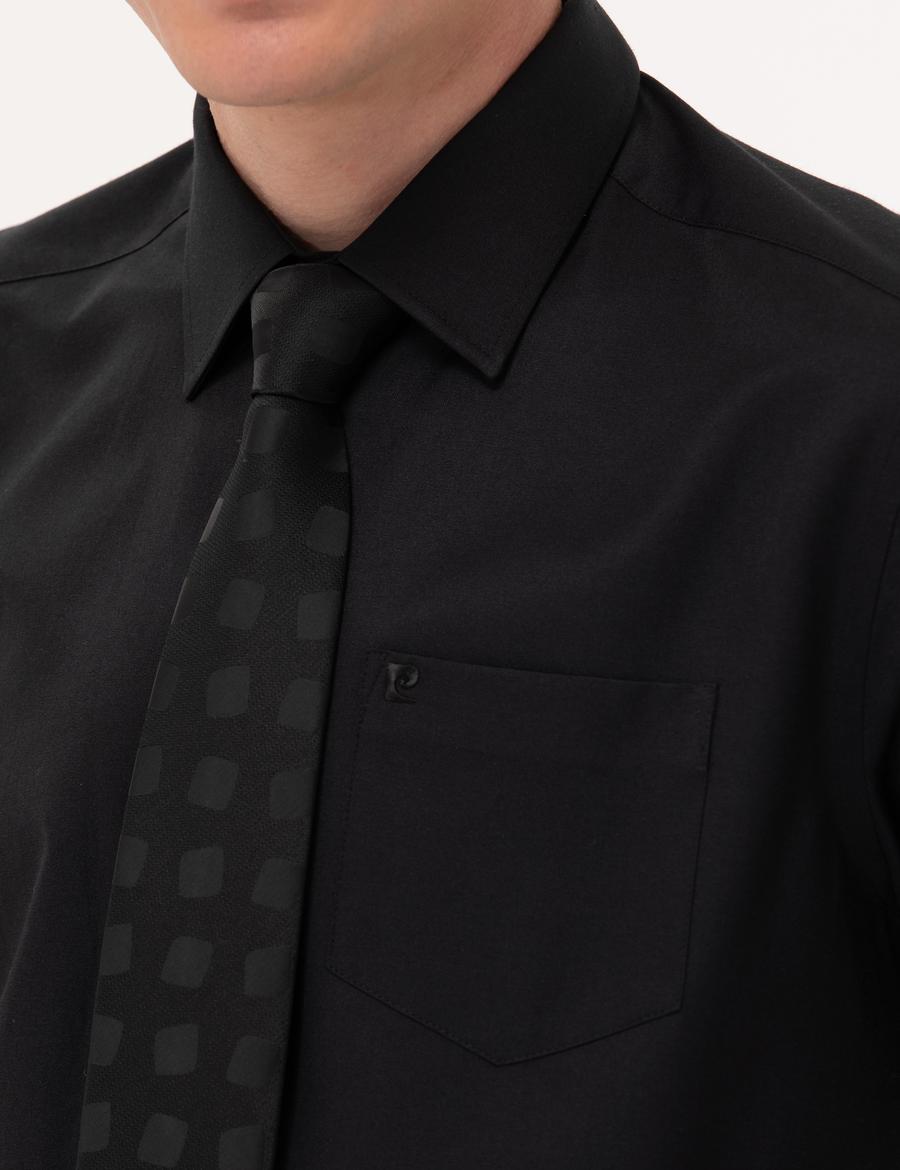 Siyah Regular Fit Uzun Kollu Basic Gömlek