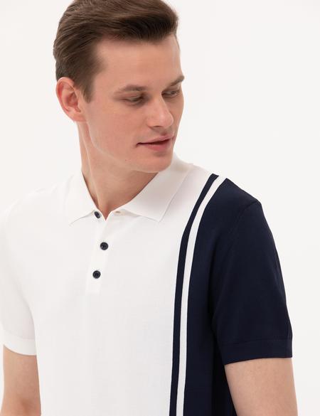 Ekru Slim Fit Polo Yaka Triko Tişört - 50258658021