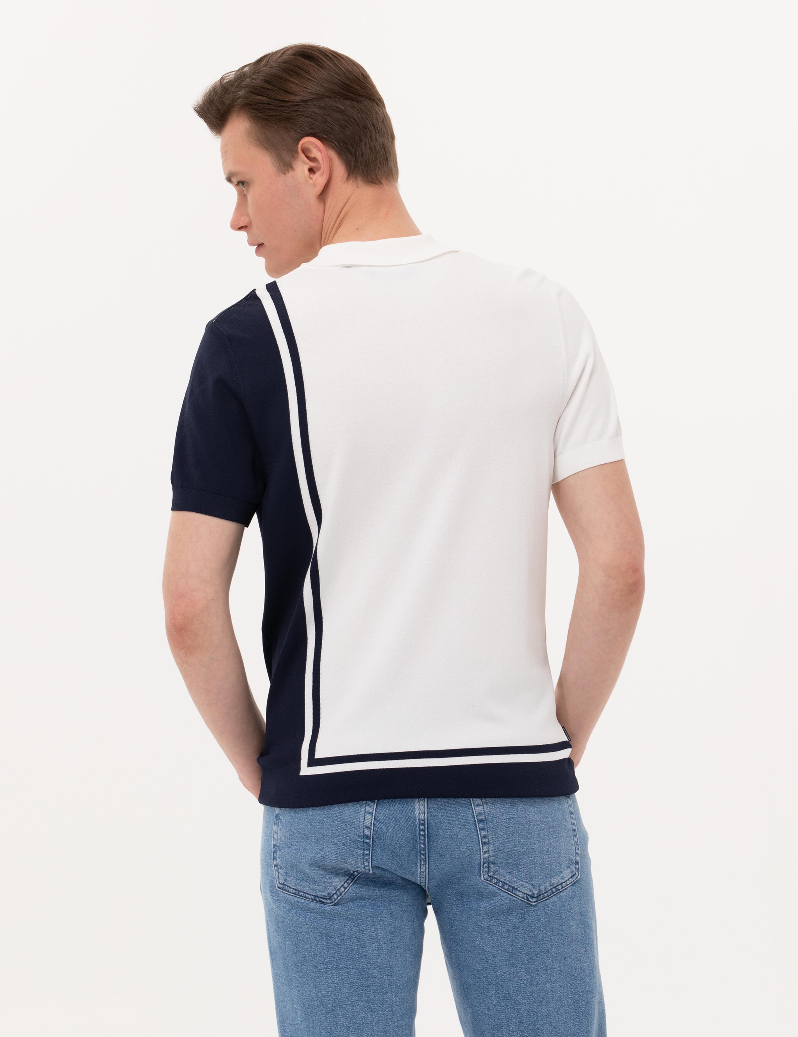 Ekru Slim Fit Polo Yaka Triko Tişört