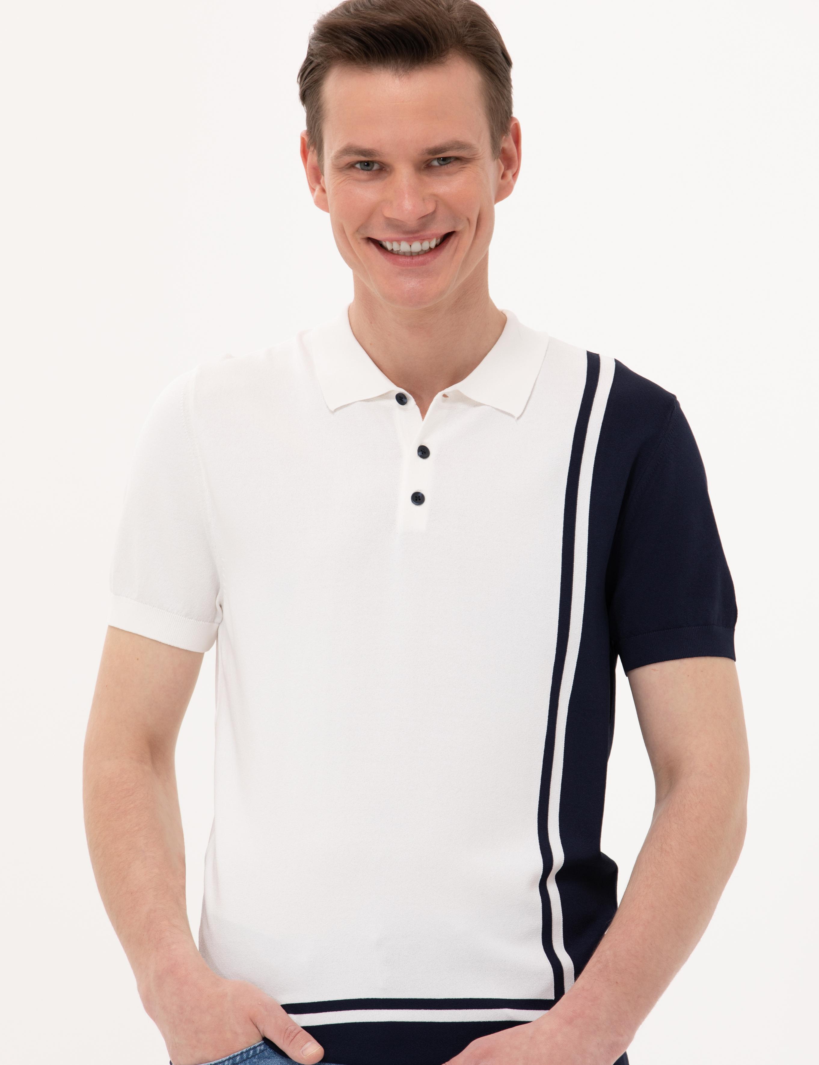 Ekru Slim Fit Polo Yaka Triko Tişört