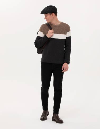 Kahverengi Slim Fit Triko Kazak